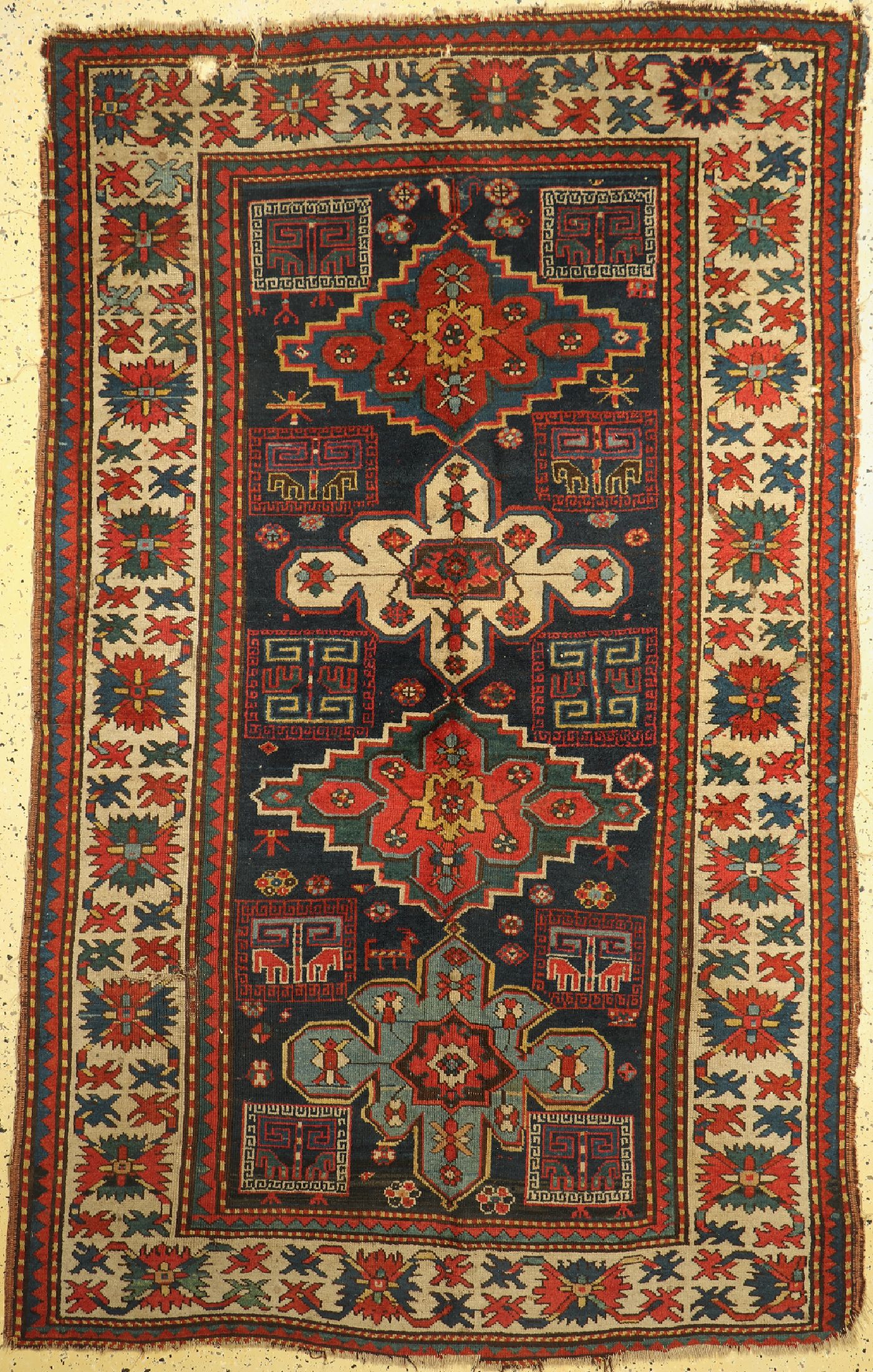 Antiker Kazak, Kaukasus, 19.Jhd, Wolle auf Wolle, ca. 250 x 155 cm, EHZ: 4