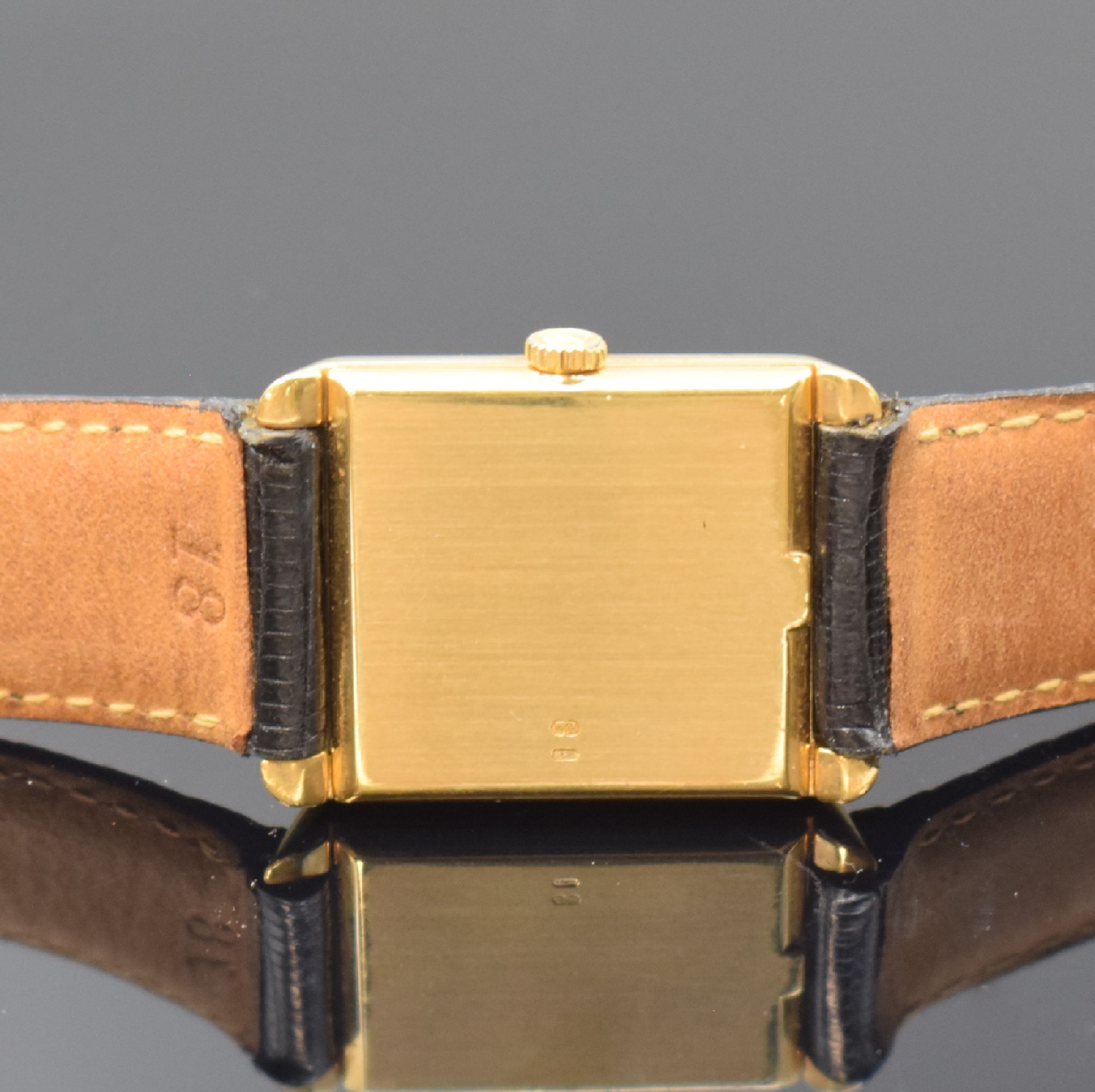 Detail d: ROLEX Cellini Damenarmbanduhr in GG 750/000 Referenz 4103, Schweiz um 1975, Handaufzug, rechteck. Geh., Boden aufgedr., orig. Krone, gold. Zifferbl. ...