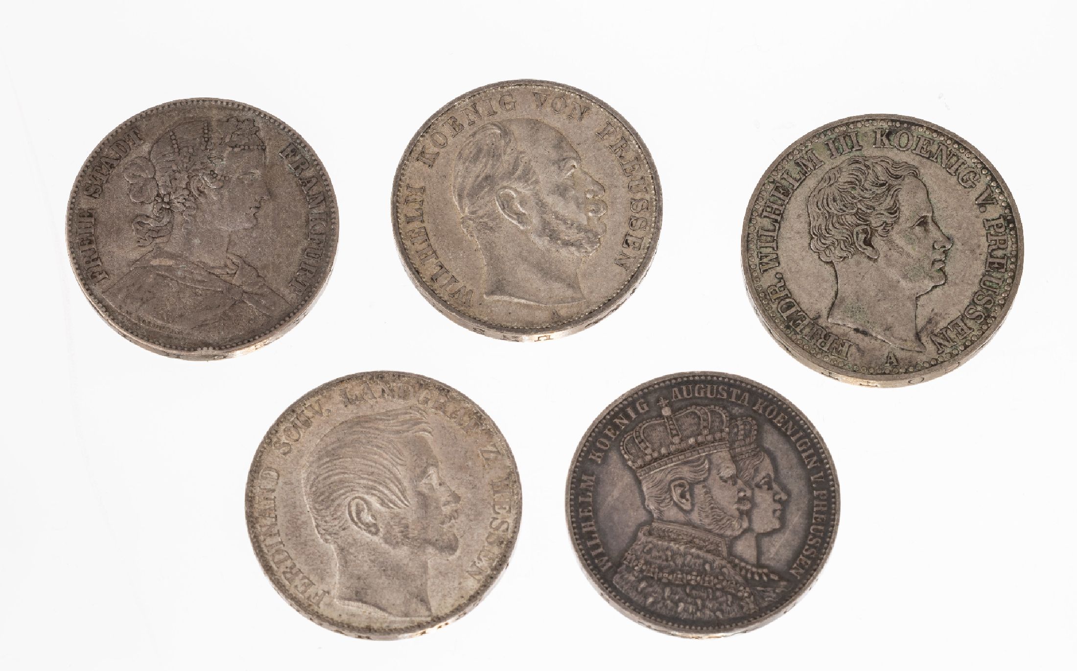Konvolut Silbermünzen, Preussen Siegestaler 1871, Preussen Krönungstaler 1861, Preussen Segen des Mansfelder Bergbau 1 Taler 1835, Landgraf zu ...