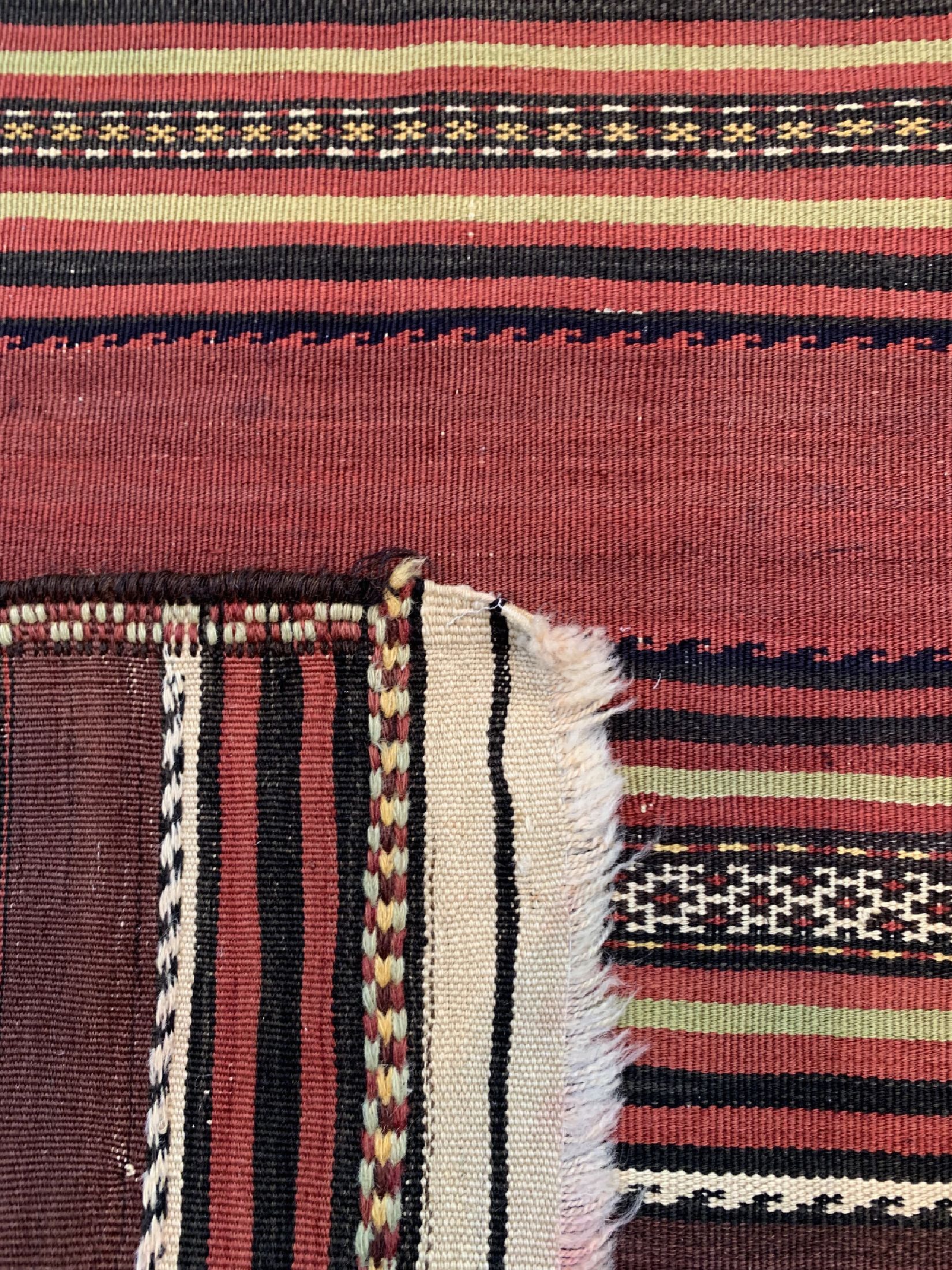 Detail d: Kordi Kelim, Persien, um 1900, Wolle auf Wolle, ca. 300 x 152 cm, EHZ: 2