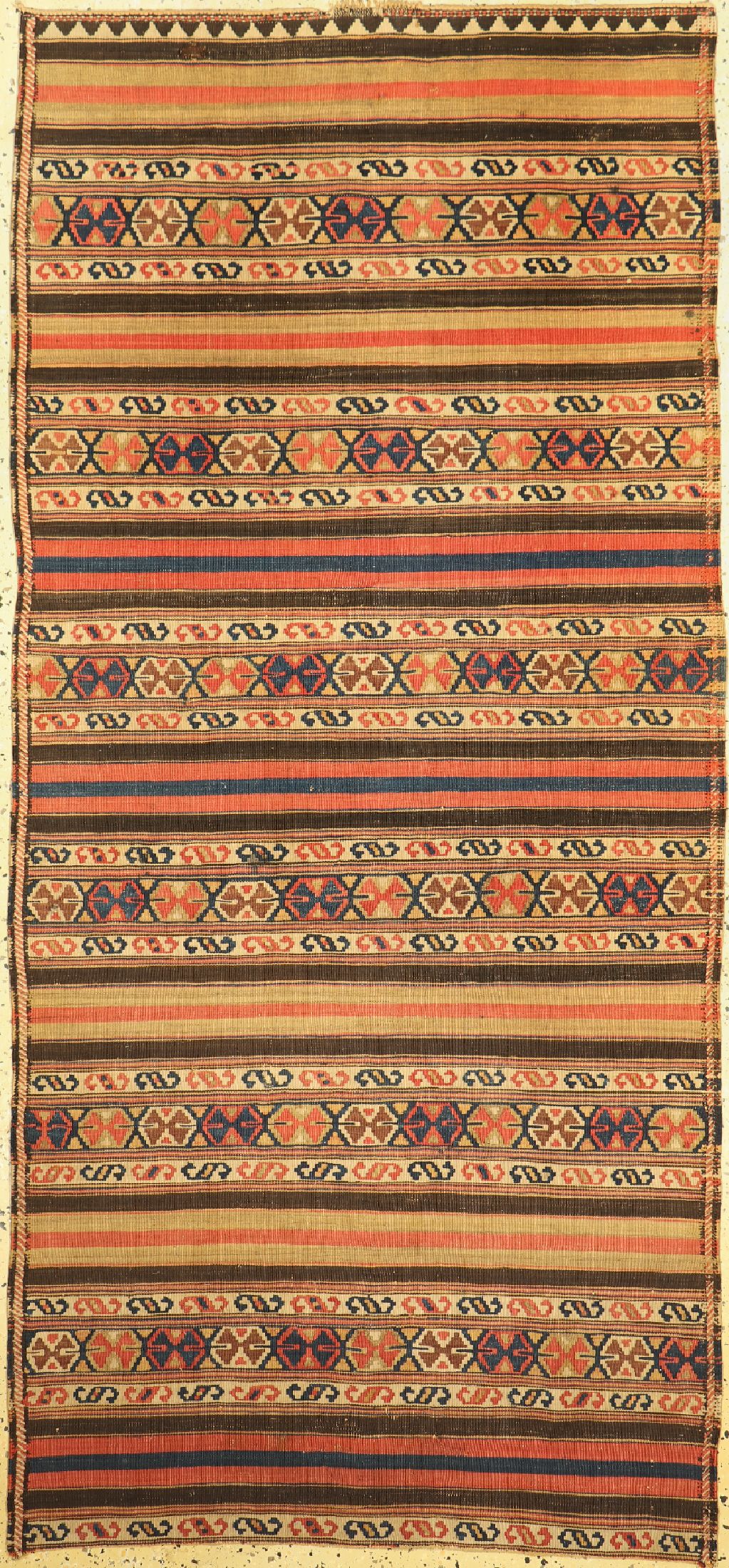 Shahsawan Kelim antik, Persien, 19.Jhd, Wolle auf Wolle, ca. 230 x 107 cm, EHZ: 2