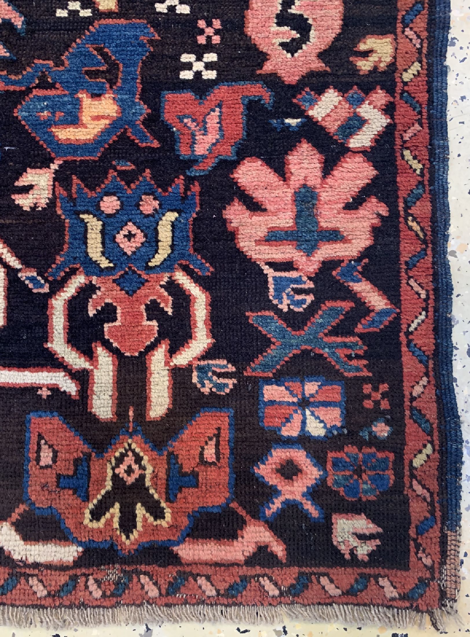 Detail a: Antiker Bijov-Kazak, Kaukasus, 19.Jhd, Wolle auf Wolle, ca. 150 x 114 cm, EHZ: 3