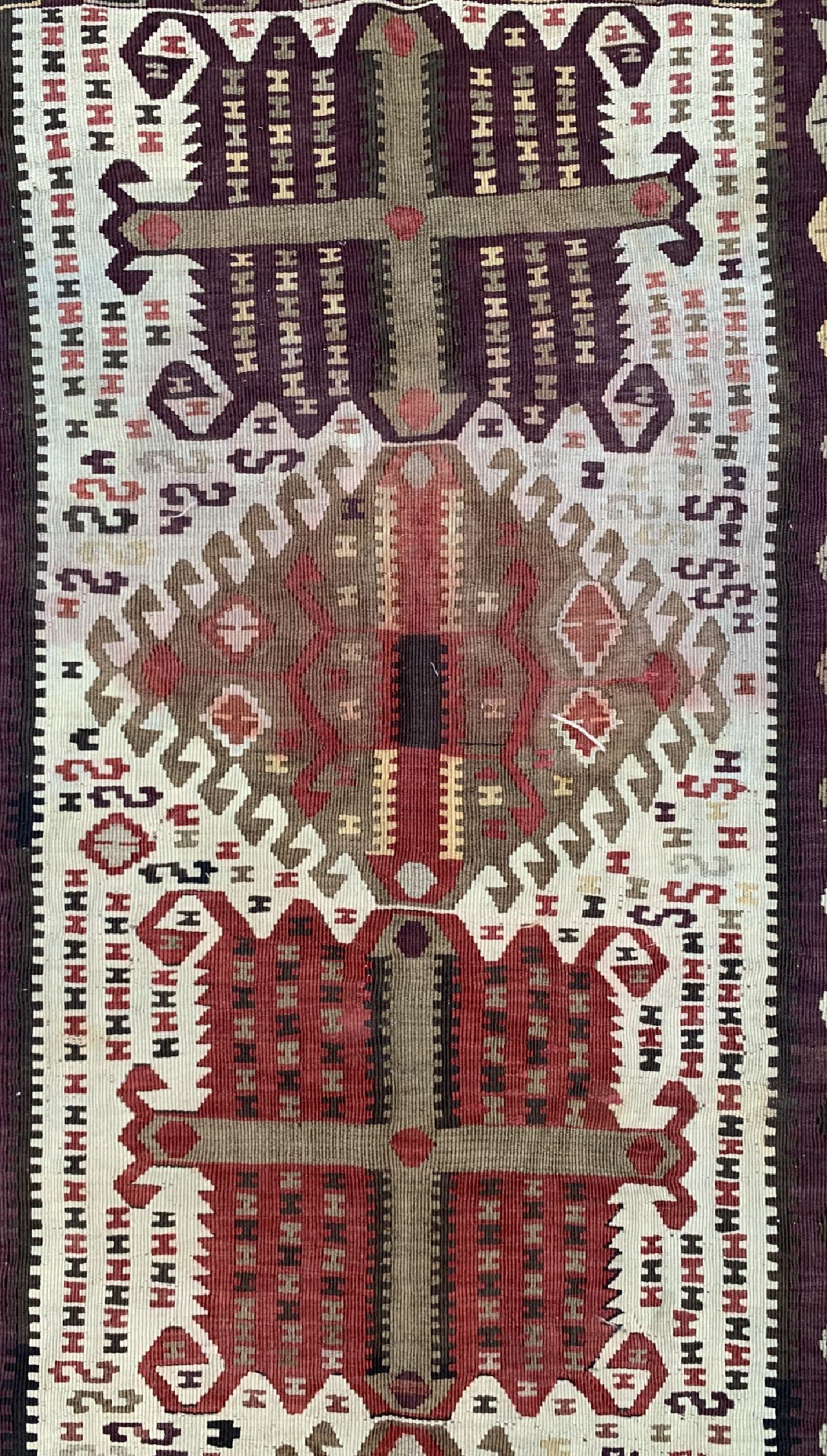 Detail d: Kars Kelim, Türkei, um 1930/1940, Wolle auf Wolle, ca. 350 x 155 cm, verfärbt, EHZ: 2