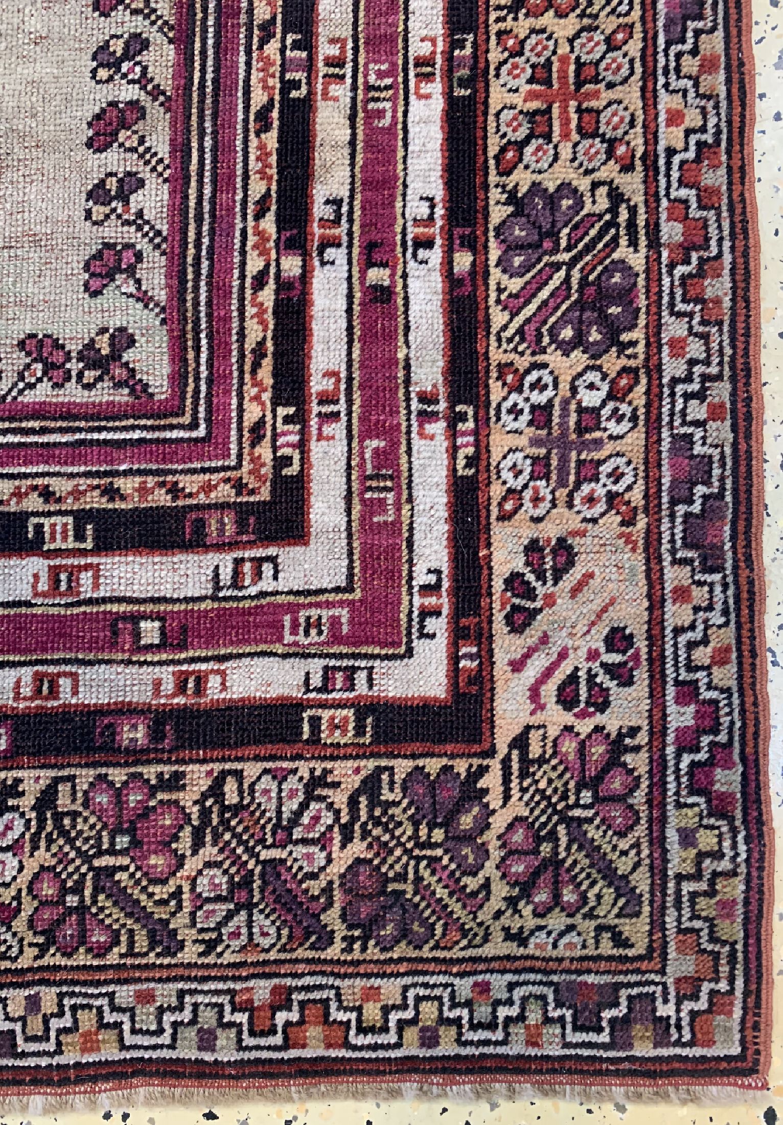 Detail a: Tuzla-Gebetsteppich antik, Türkei, 19.Jhd, Wolle auf Wolle, ca. 185 x 111 cm, EHZ: 3