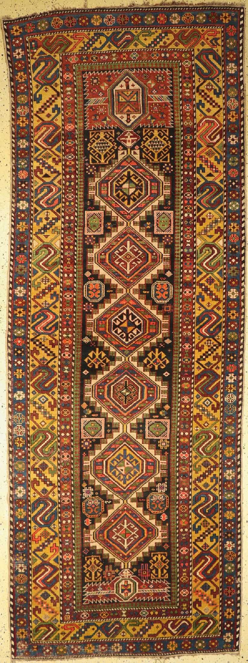 Antiker Schirwan, Kaukasus, um 1900, Wolle auf Wolle, ca. 345 x 124 cm, EHZ: 4