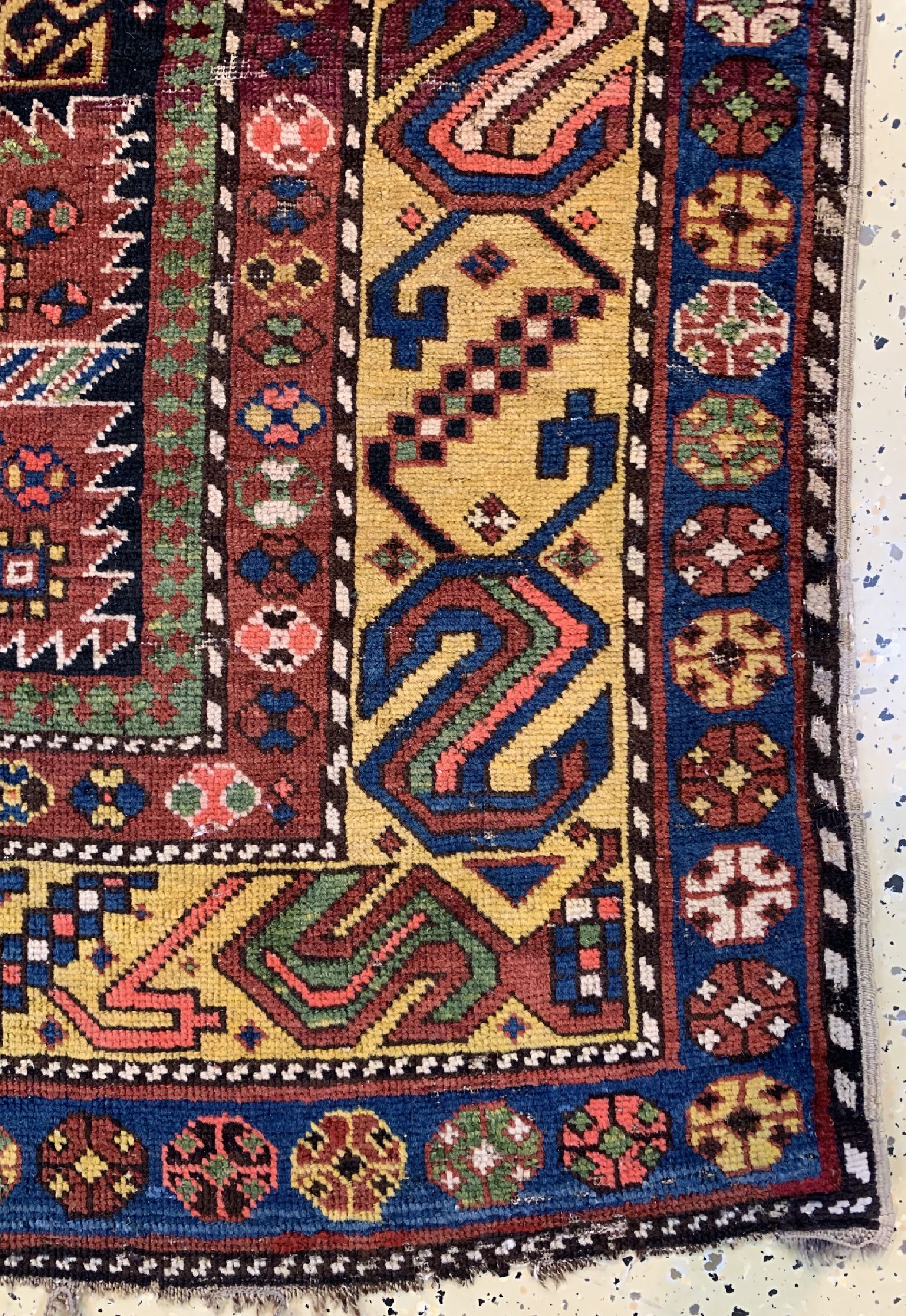 Detail a: Antiker Schirwan, Kaukasus, um 1900, Wolle auf Wolle, ca. 345 x 124 cm, EHZ: 4