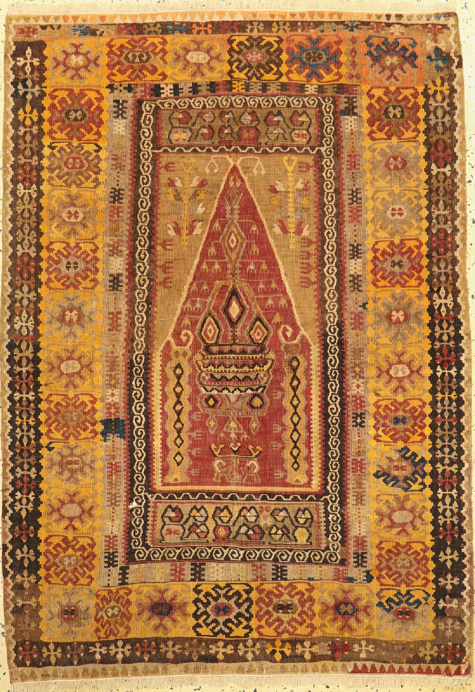Yahyaleh-Gebetskelim, Türkei, 19.Jhd, Wolle auf Wolle, ca. 155 x 110 cm, EHZ: 4