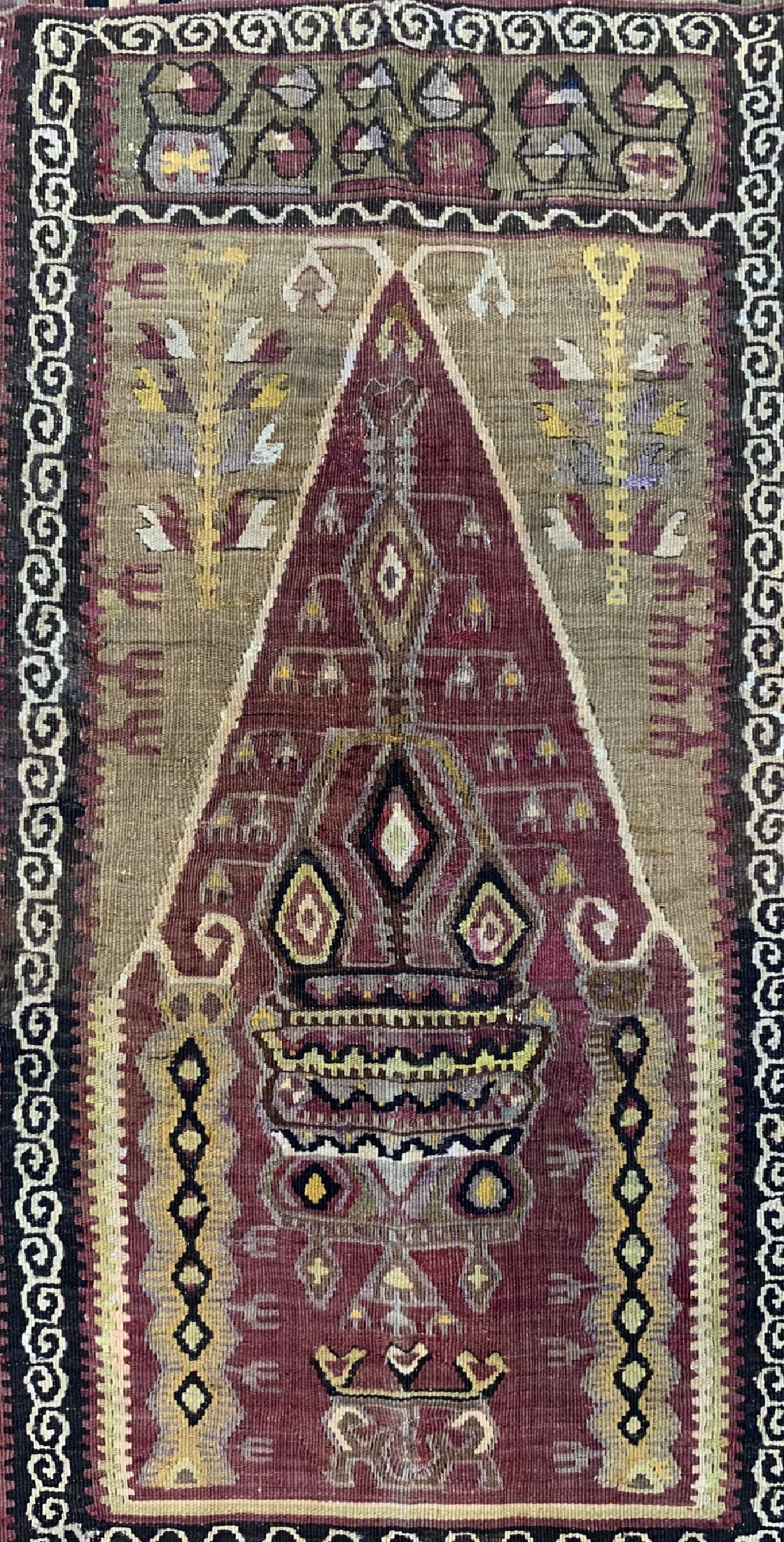 Detail c: Yahyaleh-Gebetskelim, Türkei, 19.Jhd, Wolle auf Wolle, ca. 155 x 110 cm, EHZ: 4