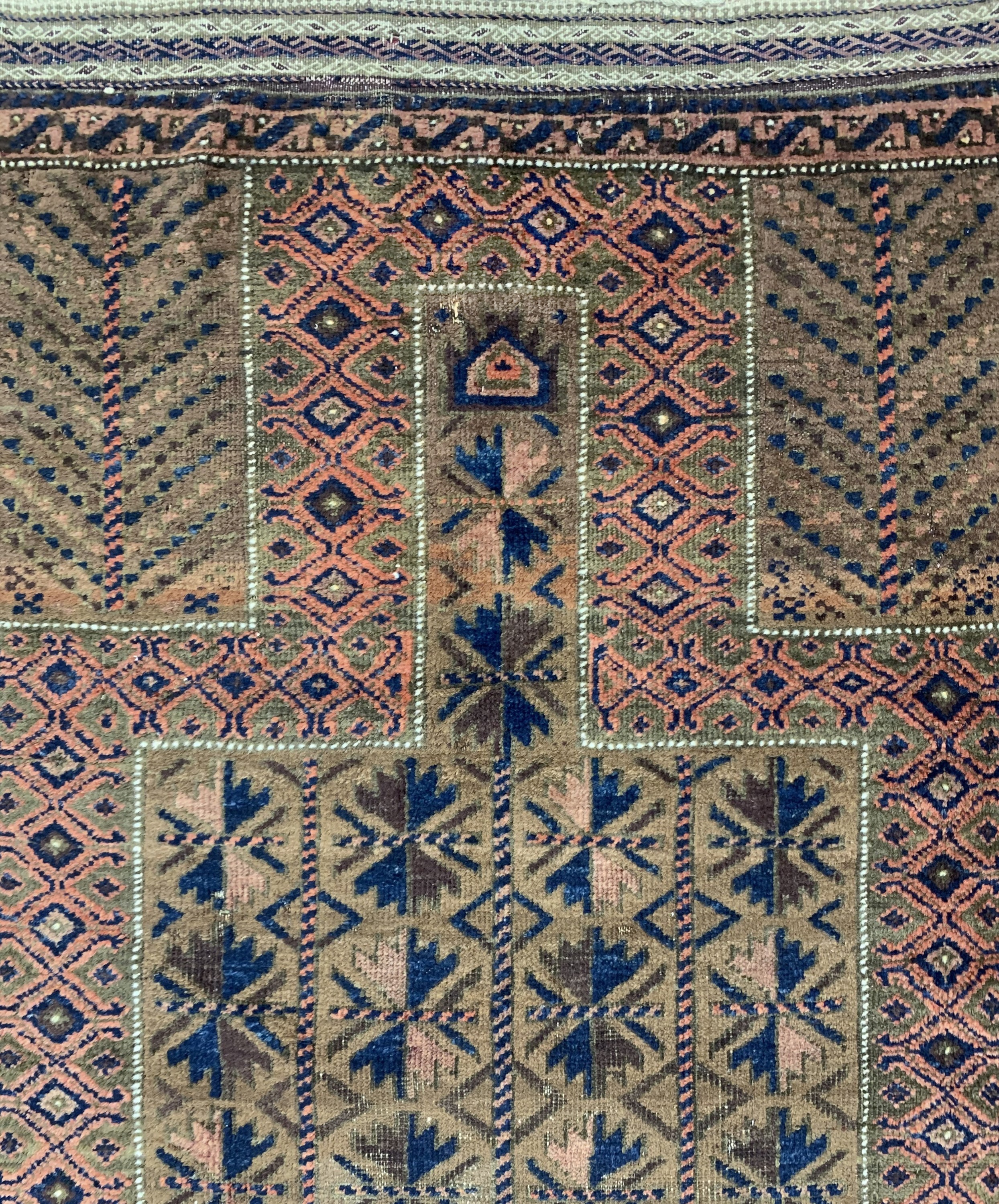 Detail b: Belutsch Gebetsteppich antik, Persien, 19.Jhd, Wolle auf Wolle, ca. 150 x 90 cm, EHZ:4