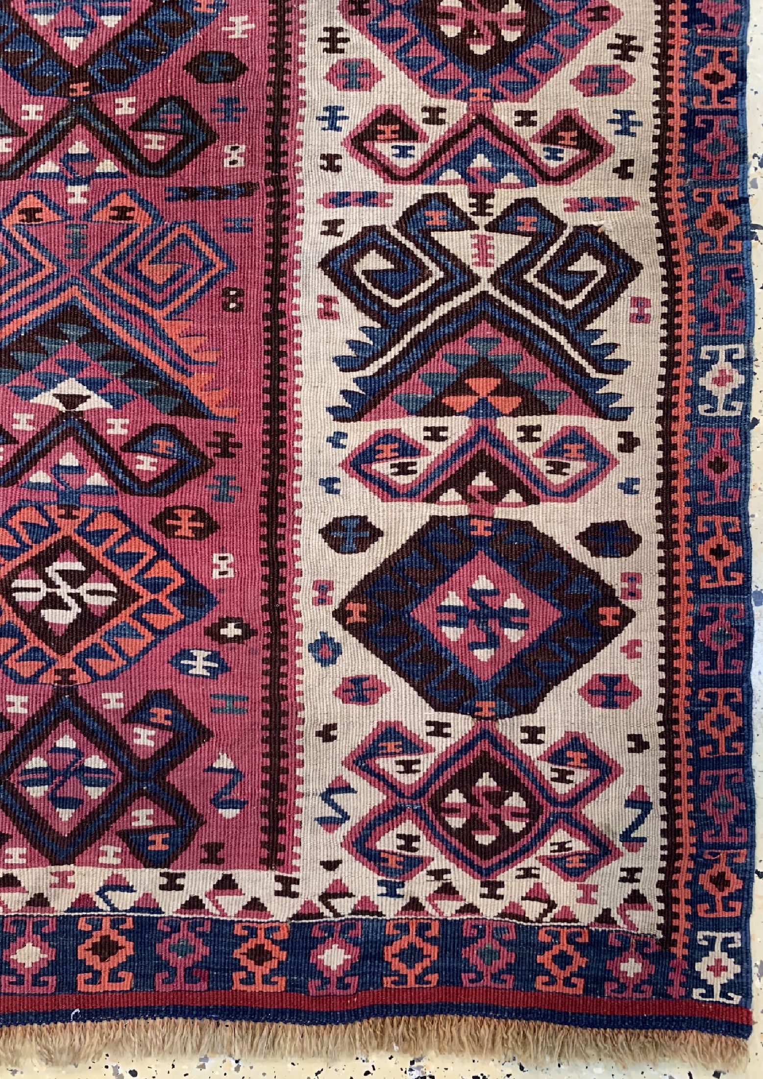Detail a: Malatia Kelim antik(2 Bahnig), Türkei, um 1900, Wolle auf Wolle, ca. 233 x 148 cm, EHZ: 2