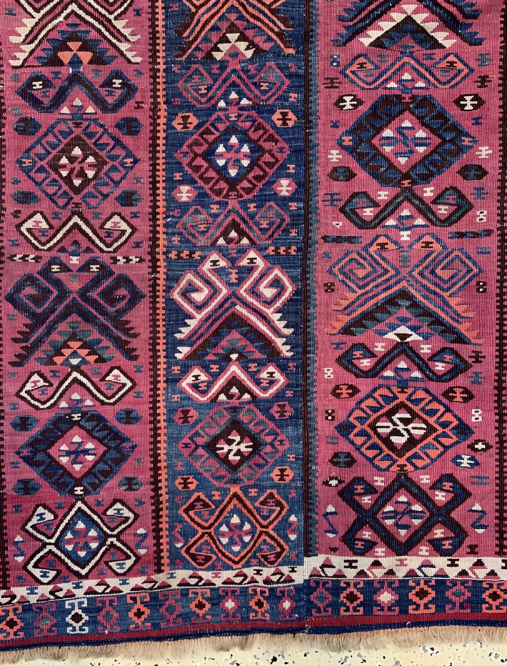 Detail b: Malatia Kelim antik(2 Bahnig), Türkei, um 1900, Wolle auf Wolle, ca. 233 x 148 cm, EHZ: 2