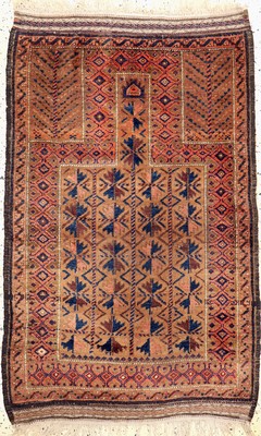 Image 26653275 - Baloch prayer rug antique, Persia, 19th century, wool on wool, approx. 150 x 90 cm, condition: 4. Rugs, Carpets & Flatweaves
