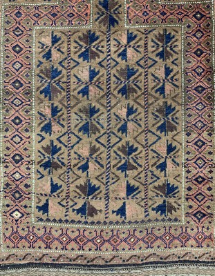 26653275a - Baloch prayer rug antique, Persia, 19th century, wool on wool, approx. 150 x 90 cm, condition: 4. Rugs, Carpets & Flatweaves
