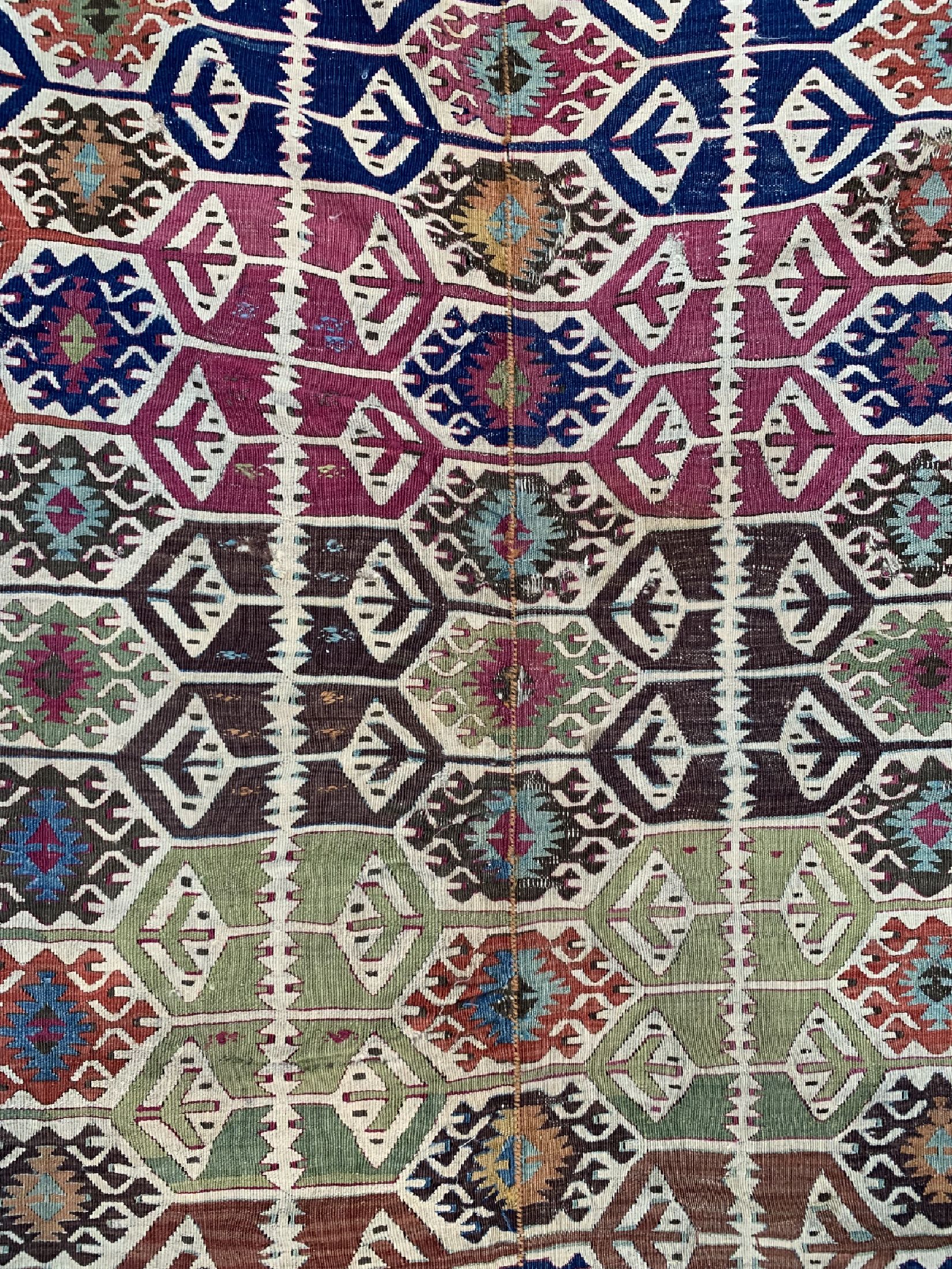 Detail d: Antiker Hotamis Kelim, Türkei, 19.Jhd, Wolle auf Wolle, ca. 360 x 160 cm, EHZ: 4