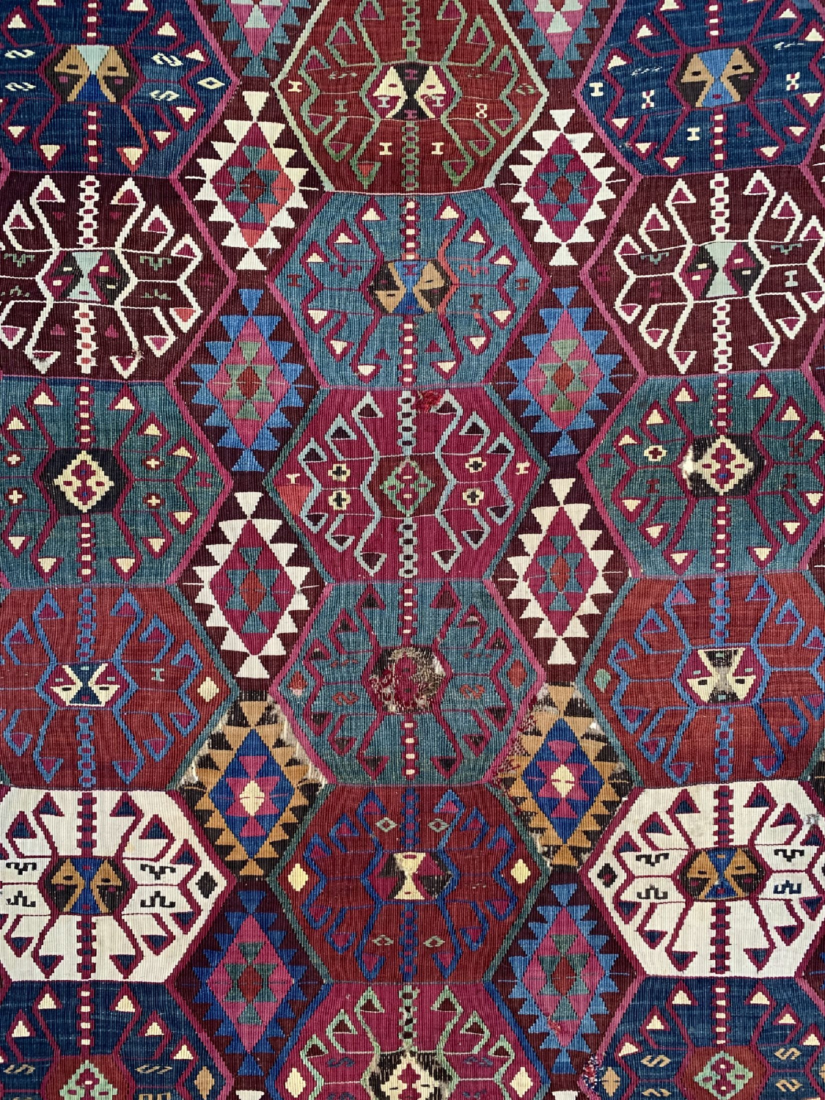 Detail d: Reyhanli Kelim, Türkei, um 1900, Wolle auf Wolle, ca. 422 x 173 cm, EHZ: 4
