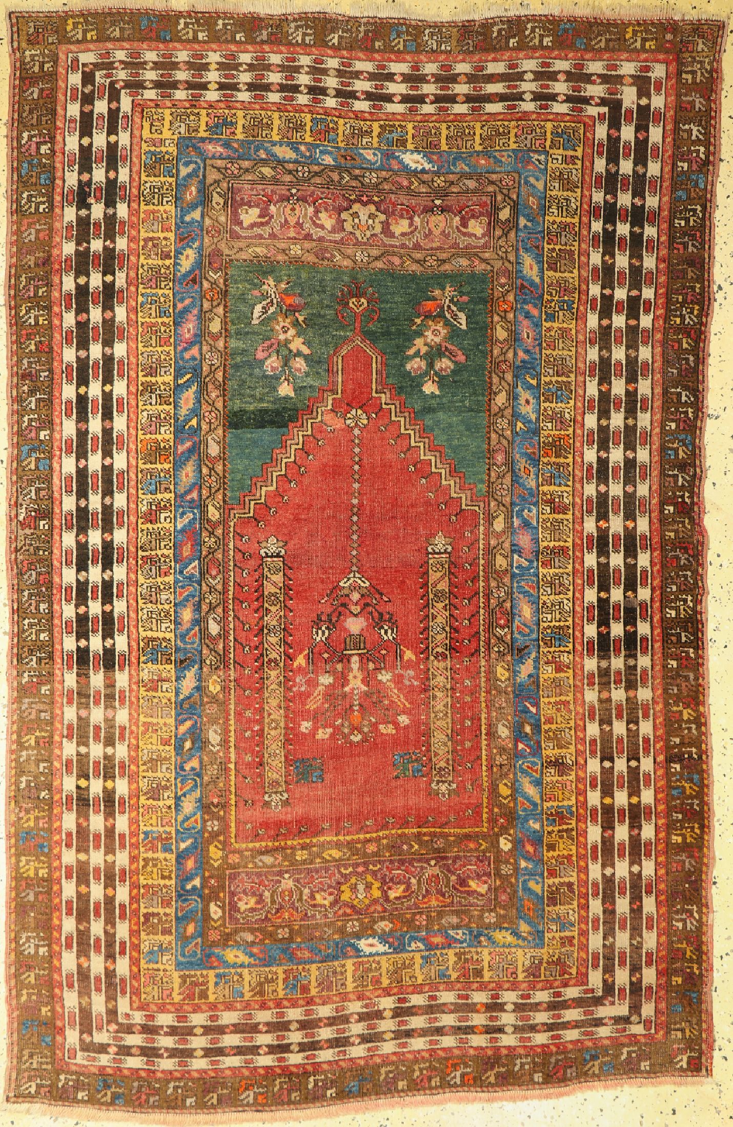 Dazkiri antik, Türkei, um 1900, Wolle auf Wolle, ca. 212 x 140 cm, EHZ: 3, kleine Löcher, (Alte restaurierungen)