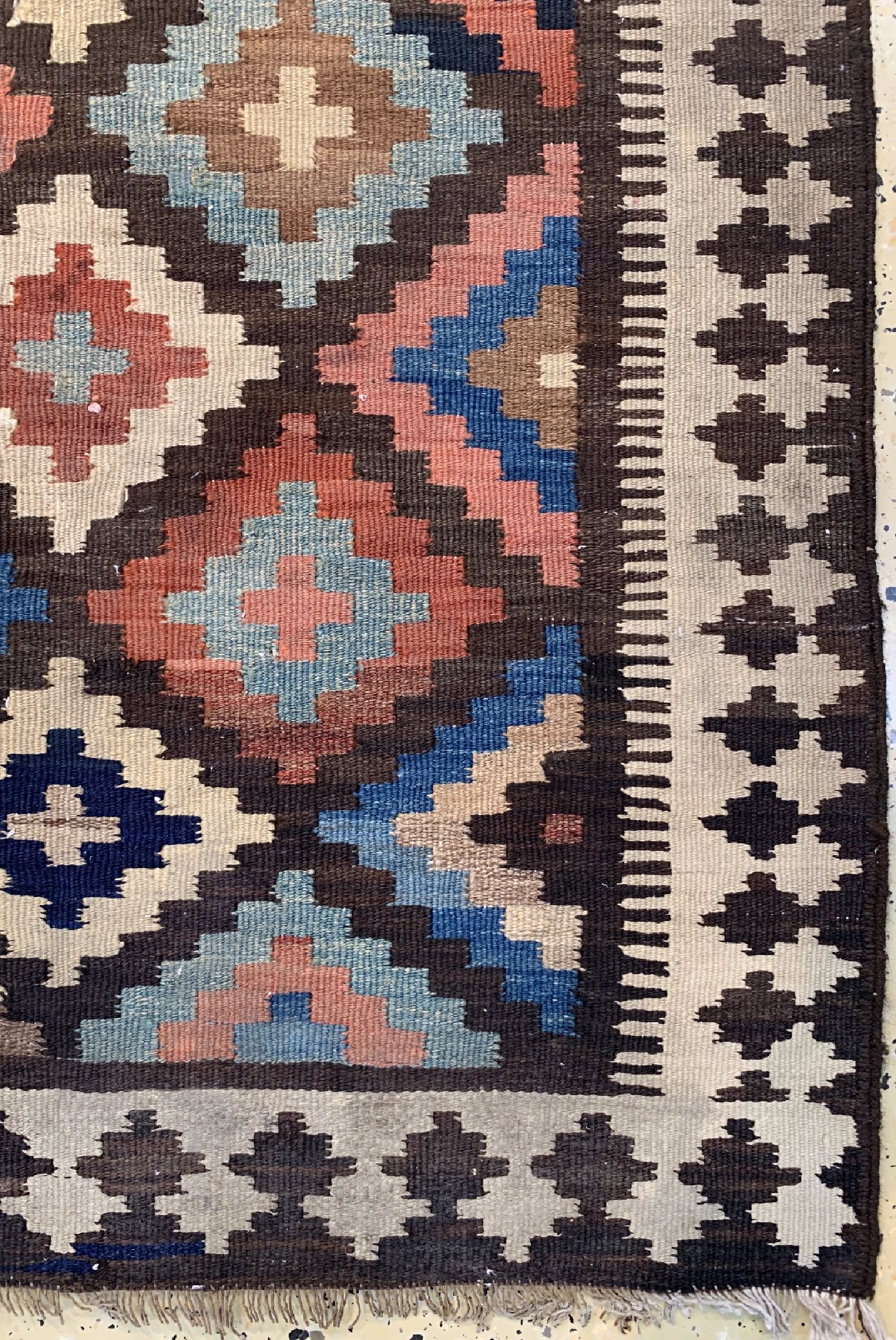 Detail a: Bidjar Kelim antik, Persien, um 1900, Wolleauf Baumwolle, ca. 330 x 140 cm, EHZ: 3