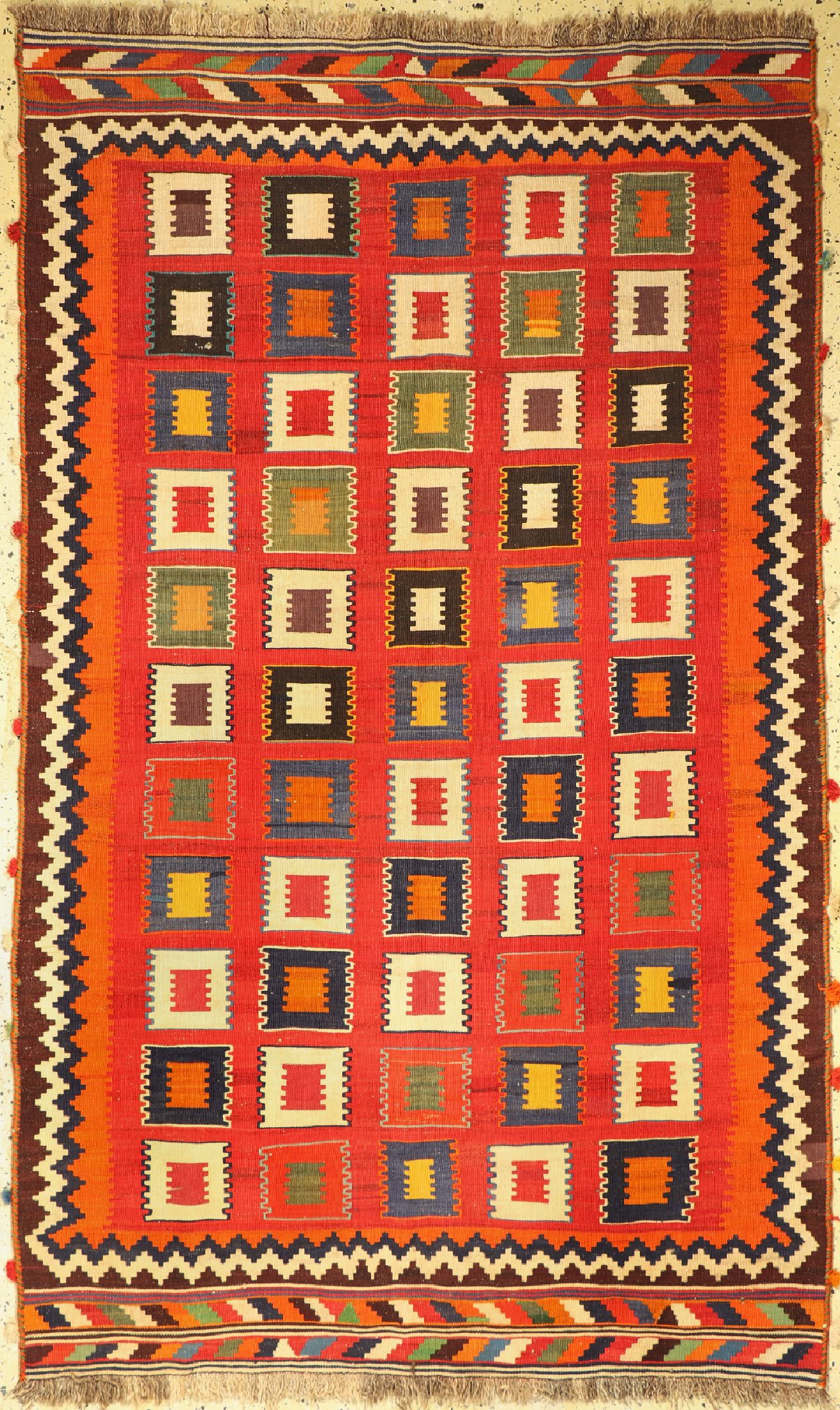 Ghaschgai Kelim, Persien, um 1950, Wolle auf Wolle, ca. 255 x 151 cm, EHZ: 2(kleines Loch).