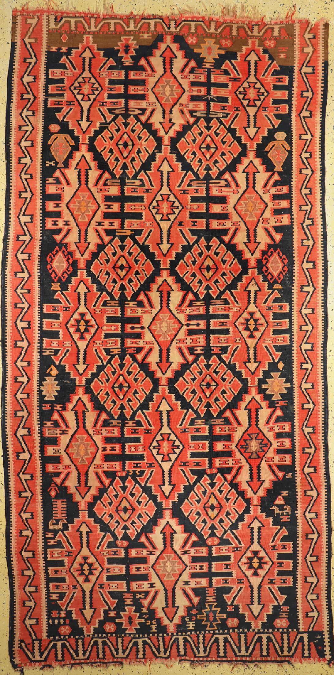 Kuba Kelim, Kaukasus, um 1920, Wolle auf Wolle, ca. 355 x 170 cm, EHZ: 3