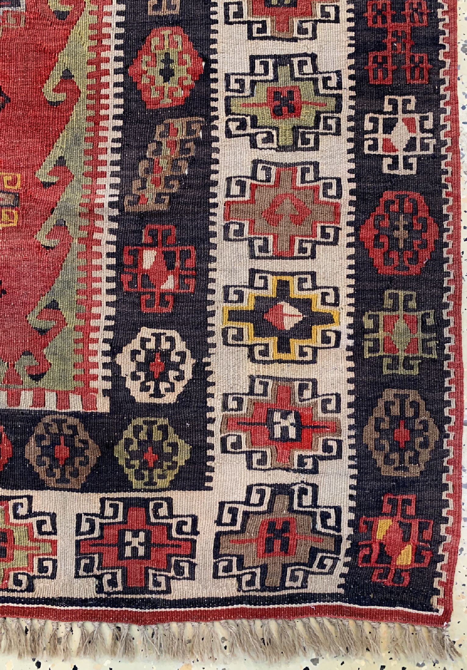 Detail a: Anatol Kelim antik, Türkei, 19.Jhd, Wolle auf Wolle, ca. 153 x 113 cm, EHZ: 2