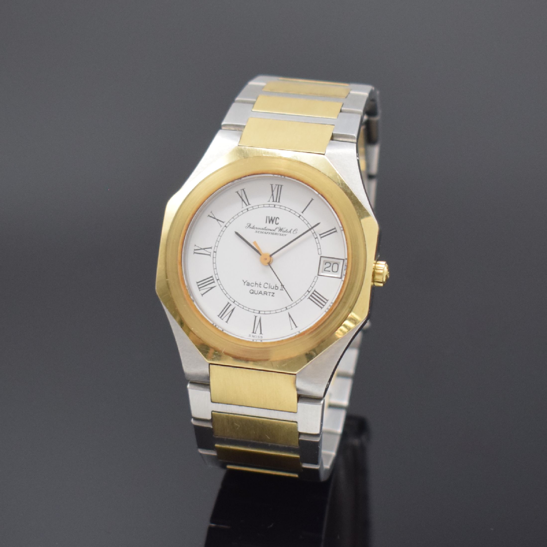 IWC Herrenarmbanduhr Yacht-Club II Referenz 3311, Schweiz 1990er Jahre, quarz, Edelstahlgeh. inkl. Gliederband, Lünette wie Zwischenglieder in ...