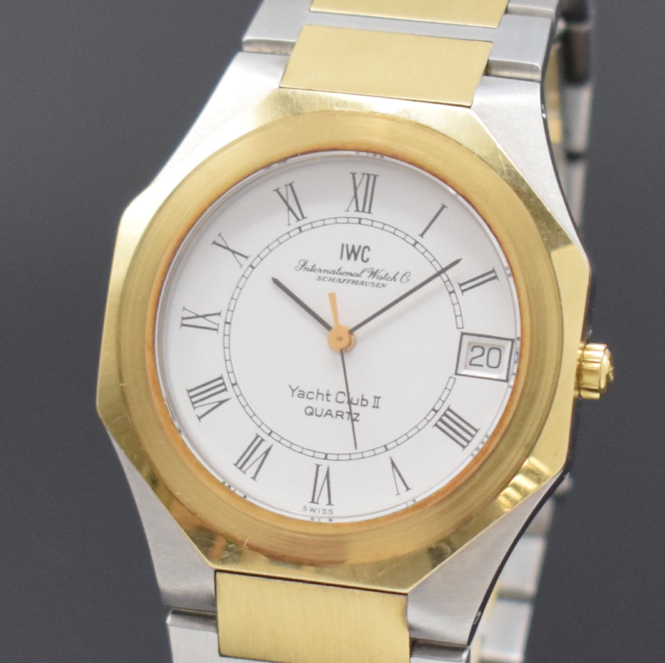 Detail a: IWC Herrenarmbanduhr Yacht-Club II Referenz 3311, Schweiz 1990er Jahre, quarz, Edelstahlgeh. inkl. Gliederband, Lünette wie Zwischenglieder in ...
