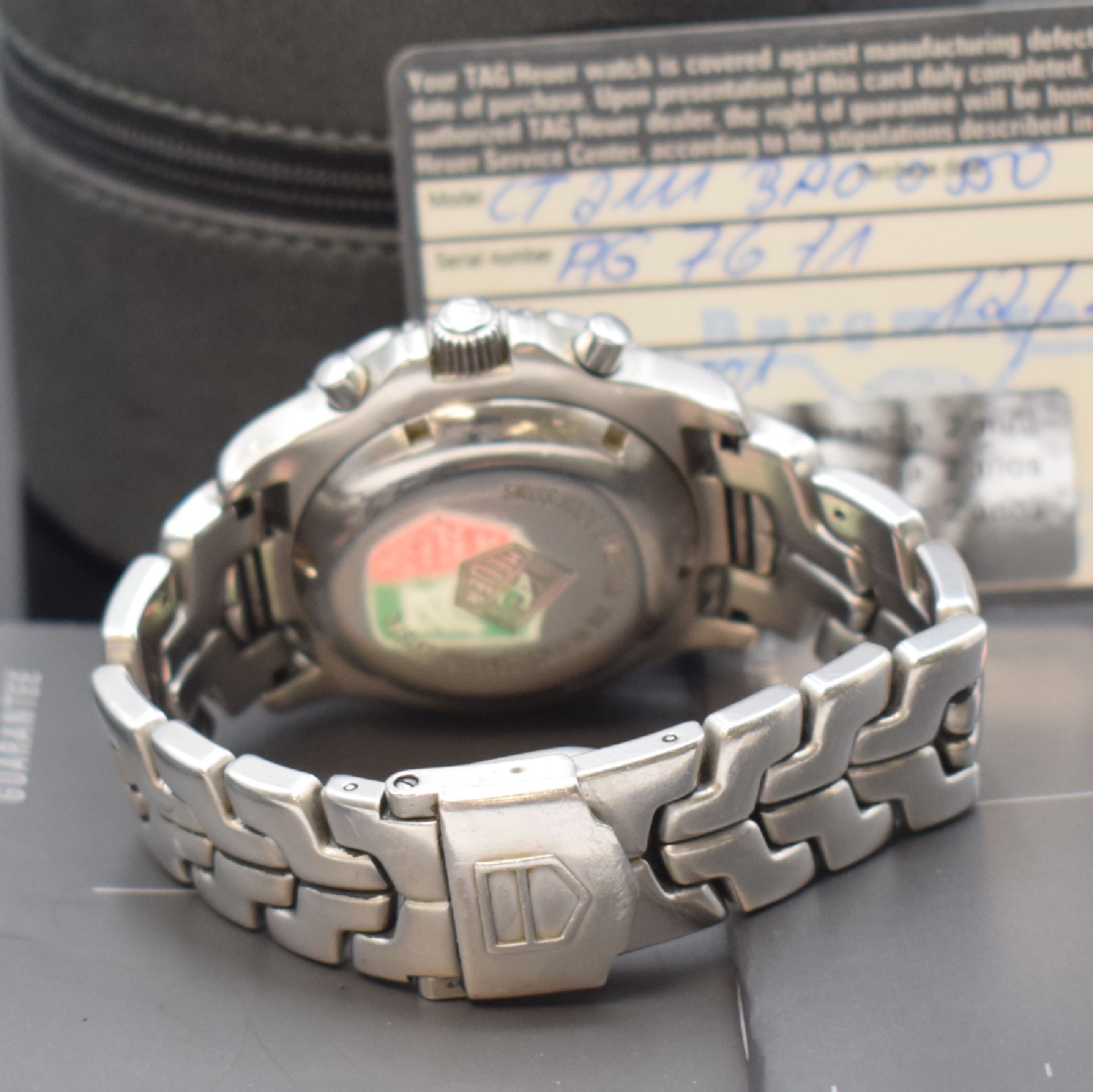 Detail b: TAG HEUER Link Herrenarmbanduhr mit Chronograph in Edelstahl Referenz CT2111, Schweiz verk. lt. beil. Pap. 07/2001, Automatik, verschr. Gehäuse ...
