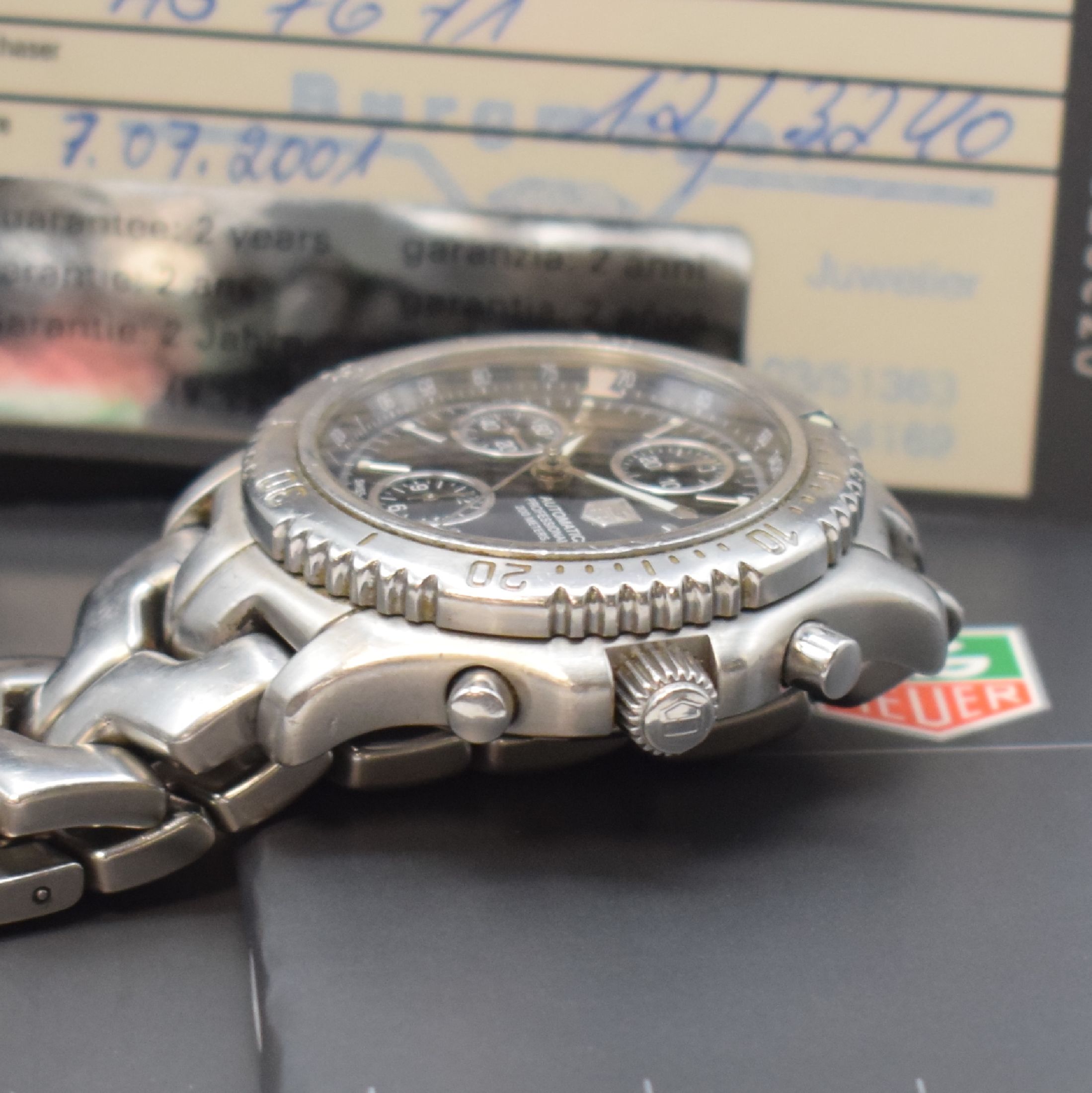 Detail c: TAG HEUER Link Herrenarmbanduhr mit Chronograph in Edelstahl Referenz CT2111, Schweiz verk. lt. beil. Pap. 07/2001, Automatik, verschr. Gehäuse ...