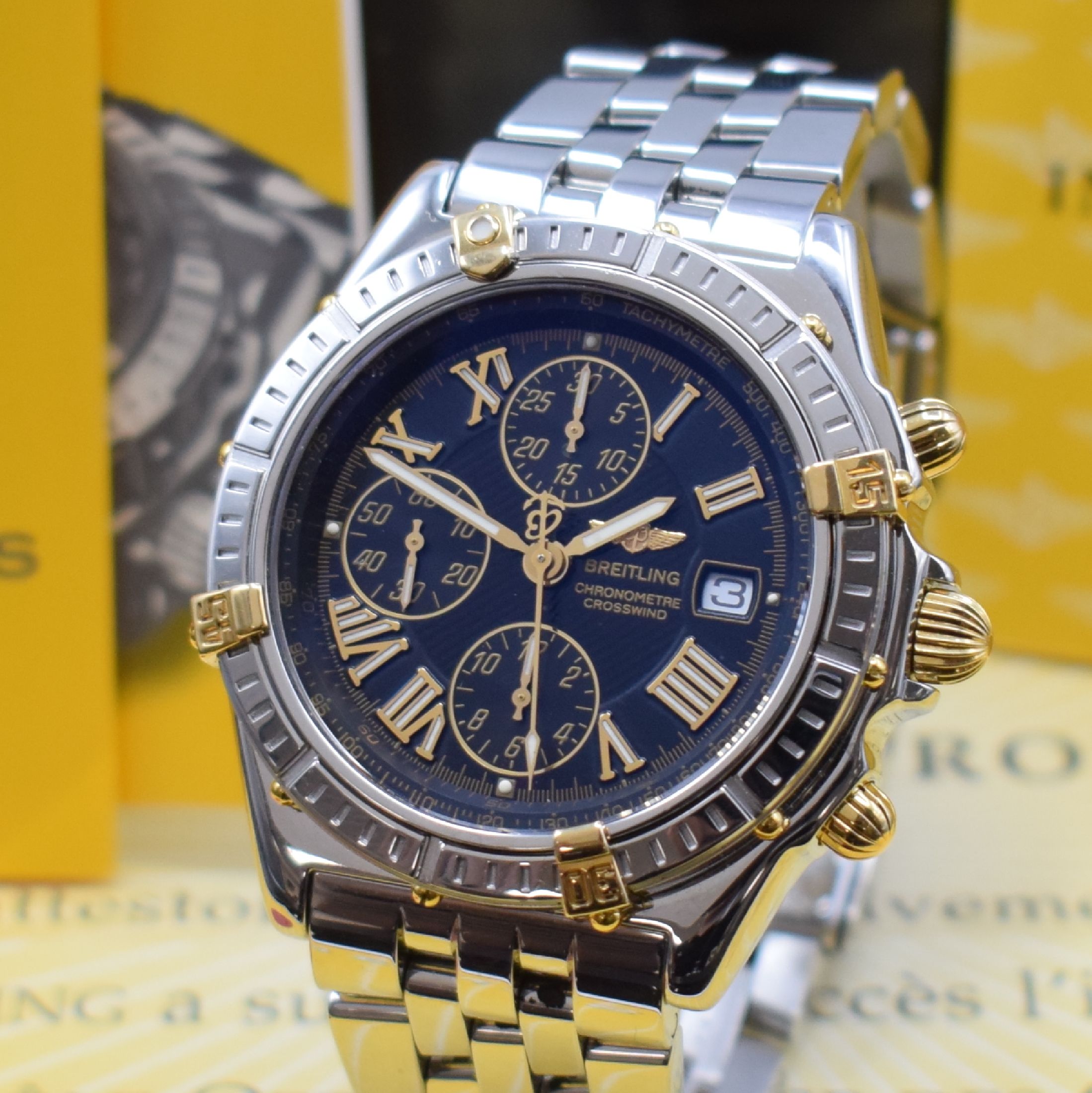 Detail a: BREITLING Herrenarmbanduhr Modellserie Chronometre Crosswind Referenz B13355, Schweiz um 2001, Automatik, Edelstahlgeh. inkl. Pilotband m. Faltschl., ...