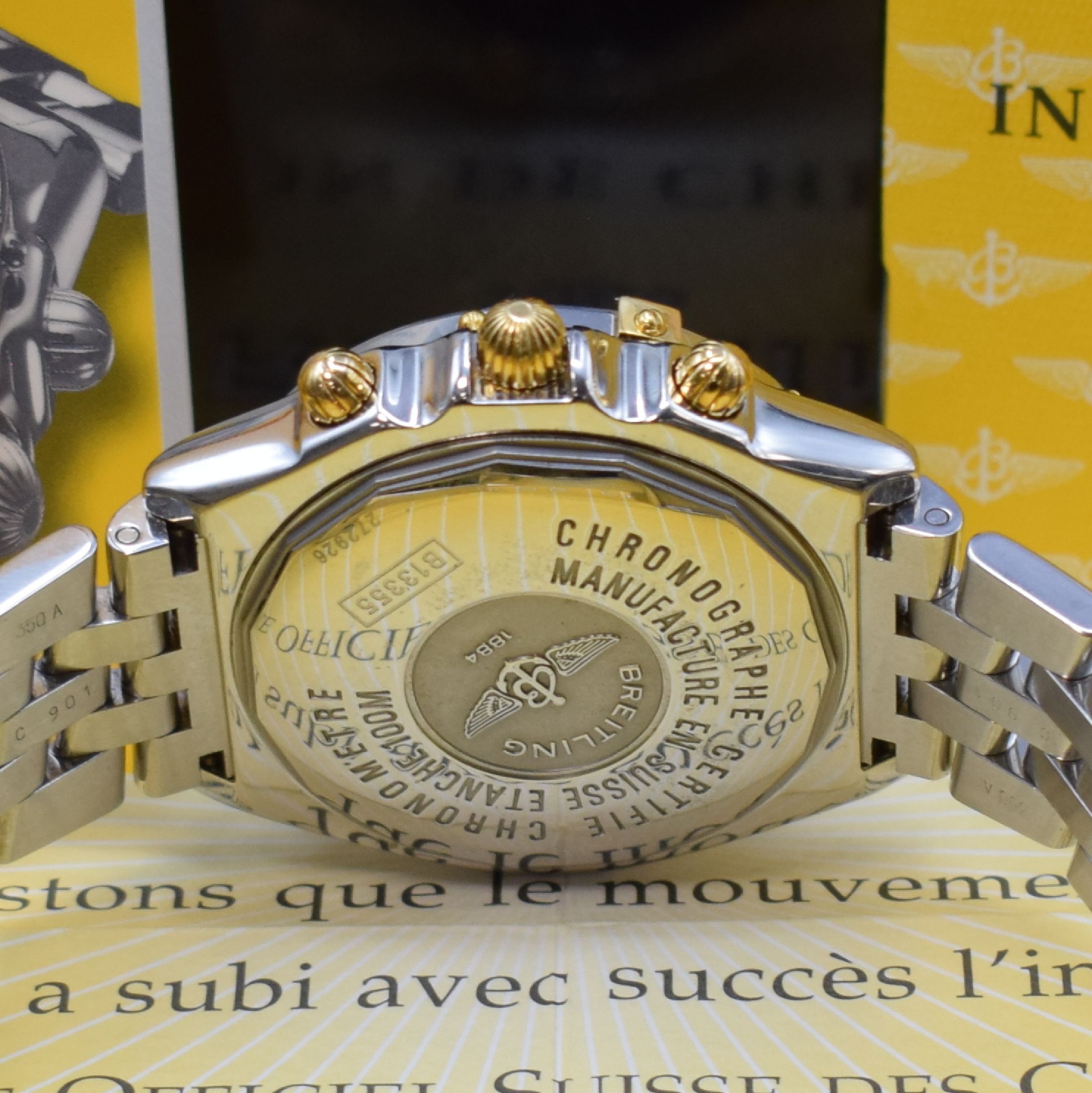 Detail e: BREITLING Herrenarmbanduhr Modellserie Chronometre Crosswind Referenz B13355, Schweiz um 2001, Automatik, Edelstahlgeh. inkl. Pilotband m. Faltschl., ...