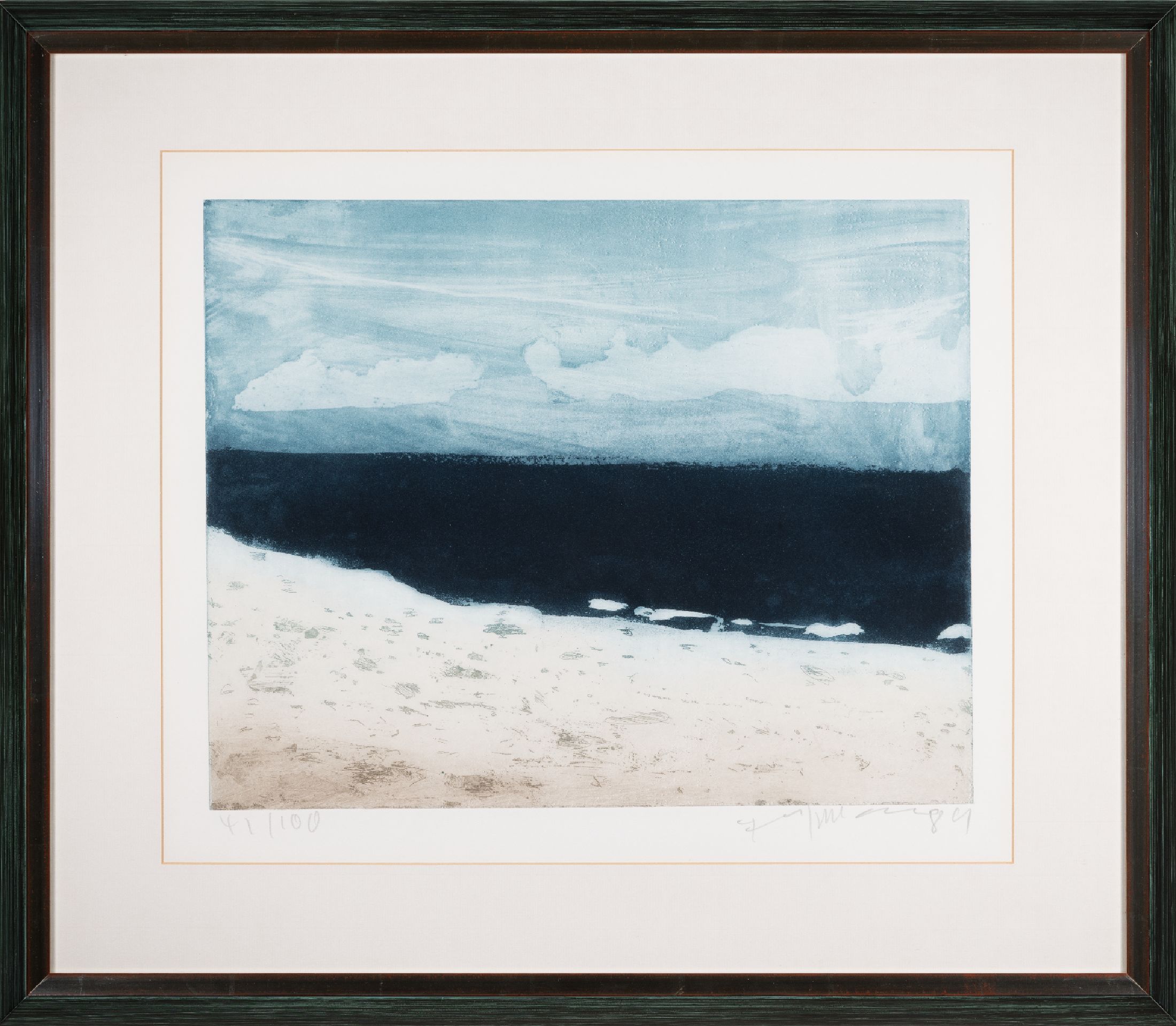 Klaus Fussmann, geb. 1938, Farbradierung, "Nordsee bei Sylt", 1989, Ed. 41/100, signiertund nummeriert, verso auf Etikett bez., Platte39x49 ...