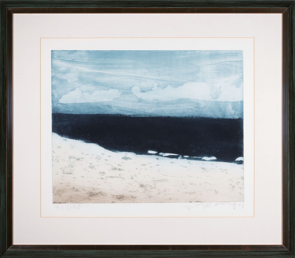 Detail k: Klaus Fussmann, geb. 1938, Farbradierung, "Nordsee bei Sylt", 1989, Ed. 41/100, signiertund nummeriert, verso auf Etikett bez., Platte39x49 ...