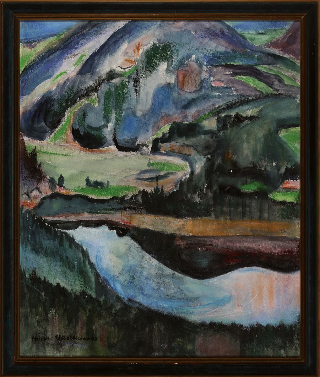Detail l: Elisabeth Mack-Usselmann, 1927 Karlsruhe - 2020, Meisterschülerin Erich Heckels, "Titisee-Triptychon", dreiteilige Titisee -Landschaft, ...