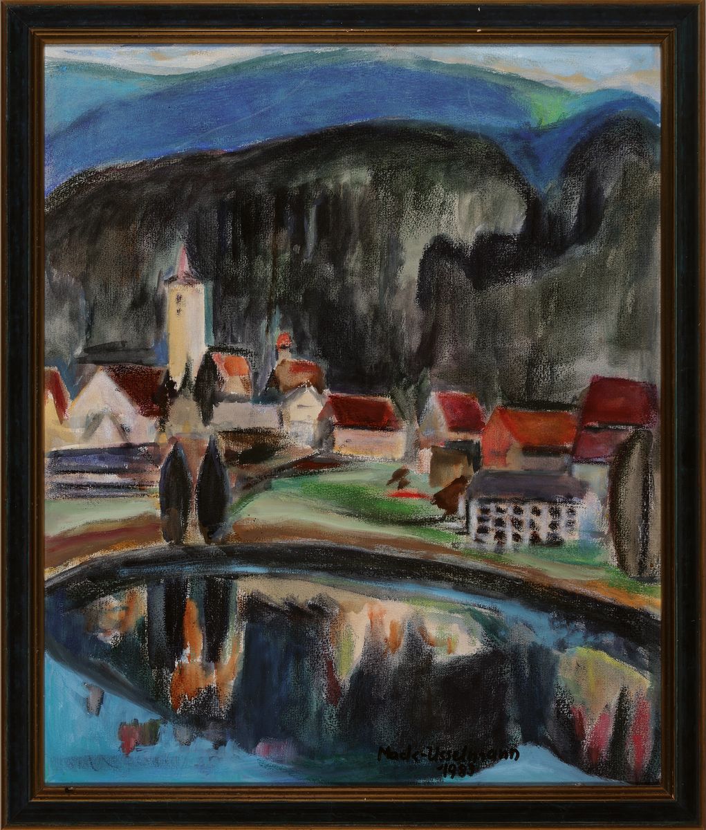 Detail m: Elisabeth Mack-Usselmann, 1927 Karlsruhe - 2020, Meisterschülerin Erich Heckels, "Titisee-Triptychon", dreiteilige Titisee -Landschaft, ...