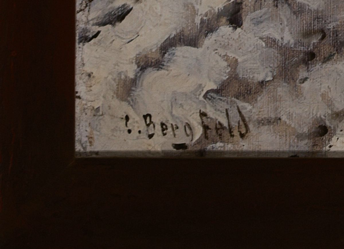 Detail a: Carl Bergfeld, 1837-1920, niederländische Winterlandschaft mit Mühle und Personen, Öl/Lwd, li. unten signiert, ca. 94 x 65 cm, Rahmen beschädigt