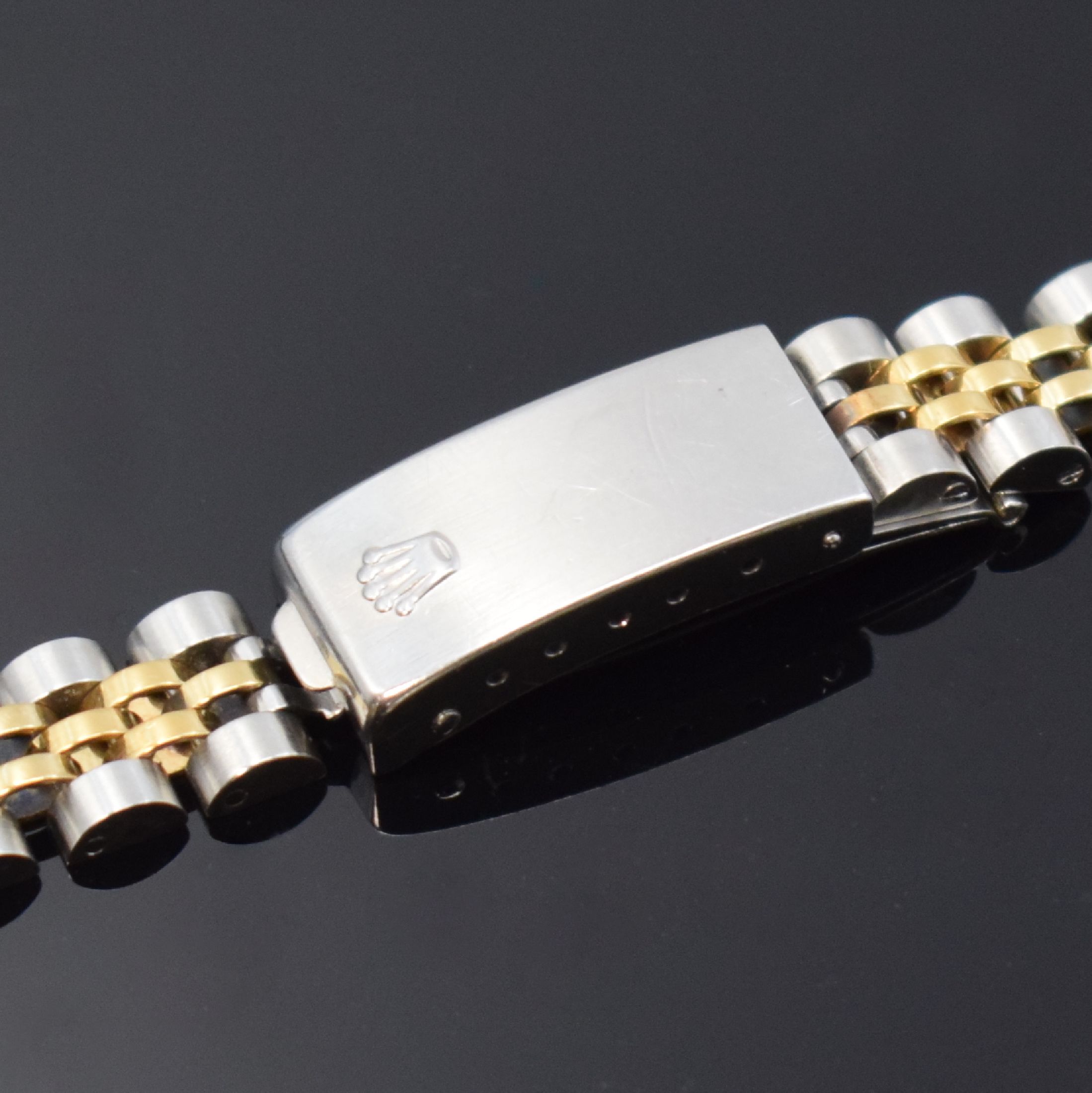 Detail a: ROLEX Jubilee-Band Referenz 62523 D14 in Stahlund Gold für Damenarmbanduhr, Schweiz, mit Faltschl., L. ca. 16 cm, stark verschlissen