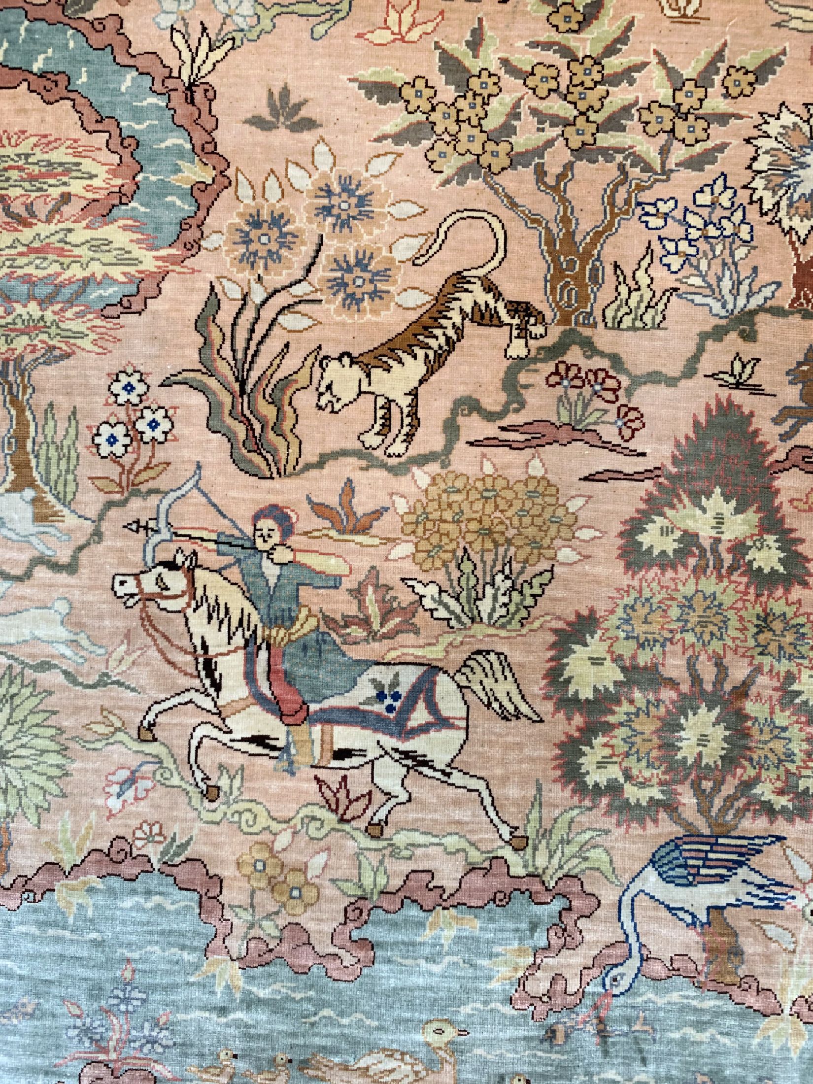 Detail b: Hereke Seide, sehr fein, Türkei, signiert, um 1960, reine Naturseide, ca. 107 x 68 cm, ca. 2,0 Mio. Kn/qm, EHZ: 1-2.