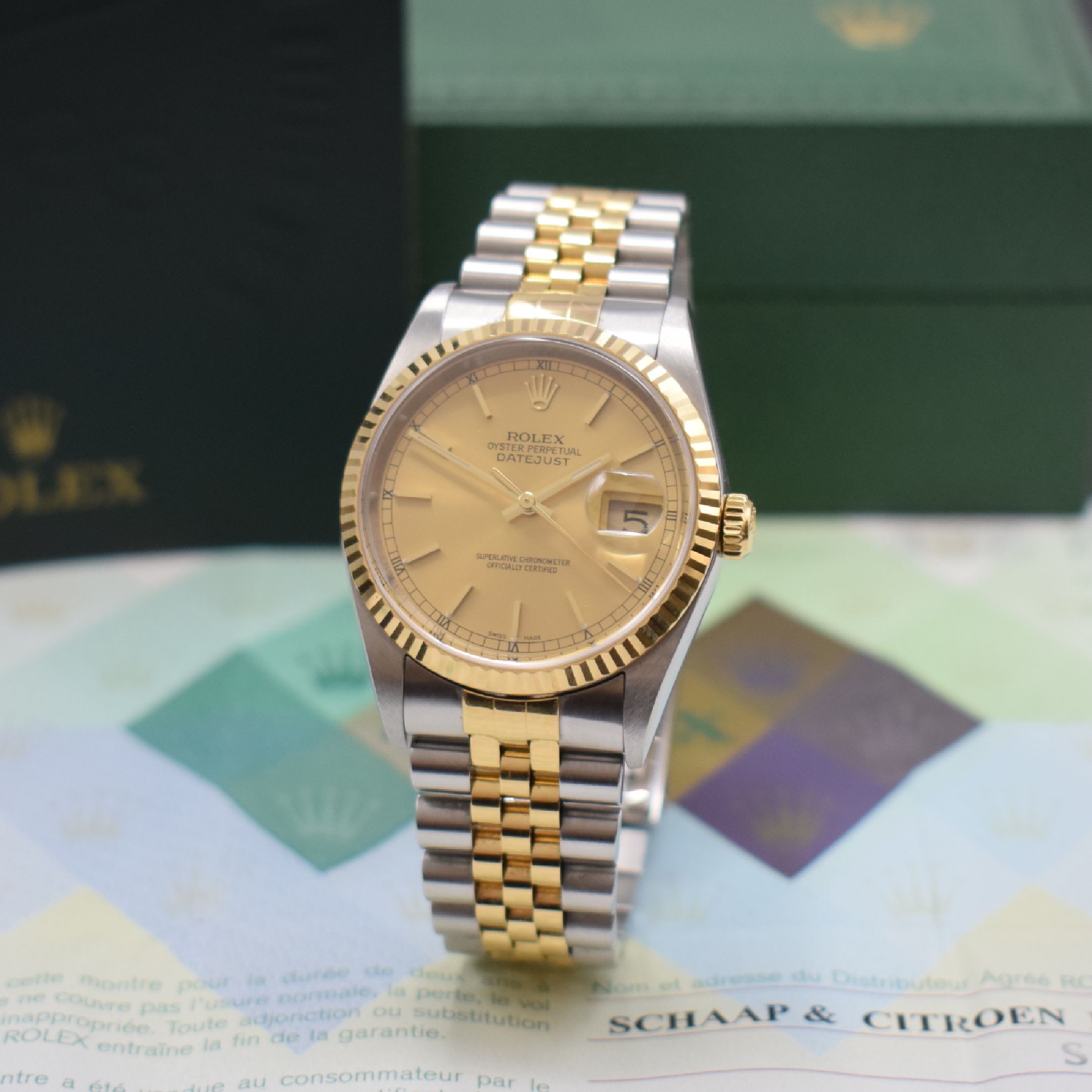ROLEX Oyster Perpetual Datejust gut erhaltene Herrenarmbanduhr Referenz 16233 mit original Zertifikat, Schweiz verk. 01/2007, Automatik, Chronometer ...