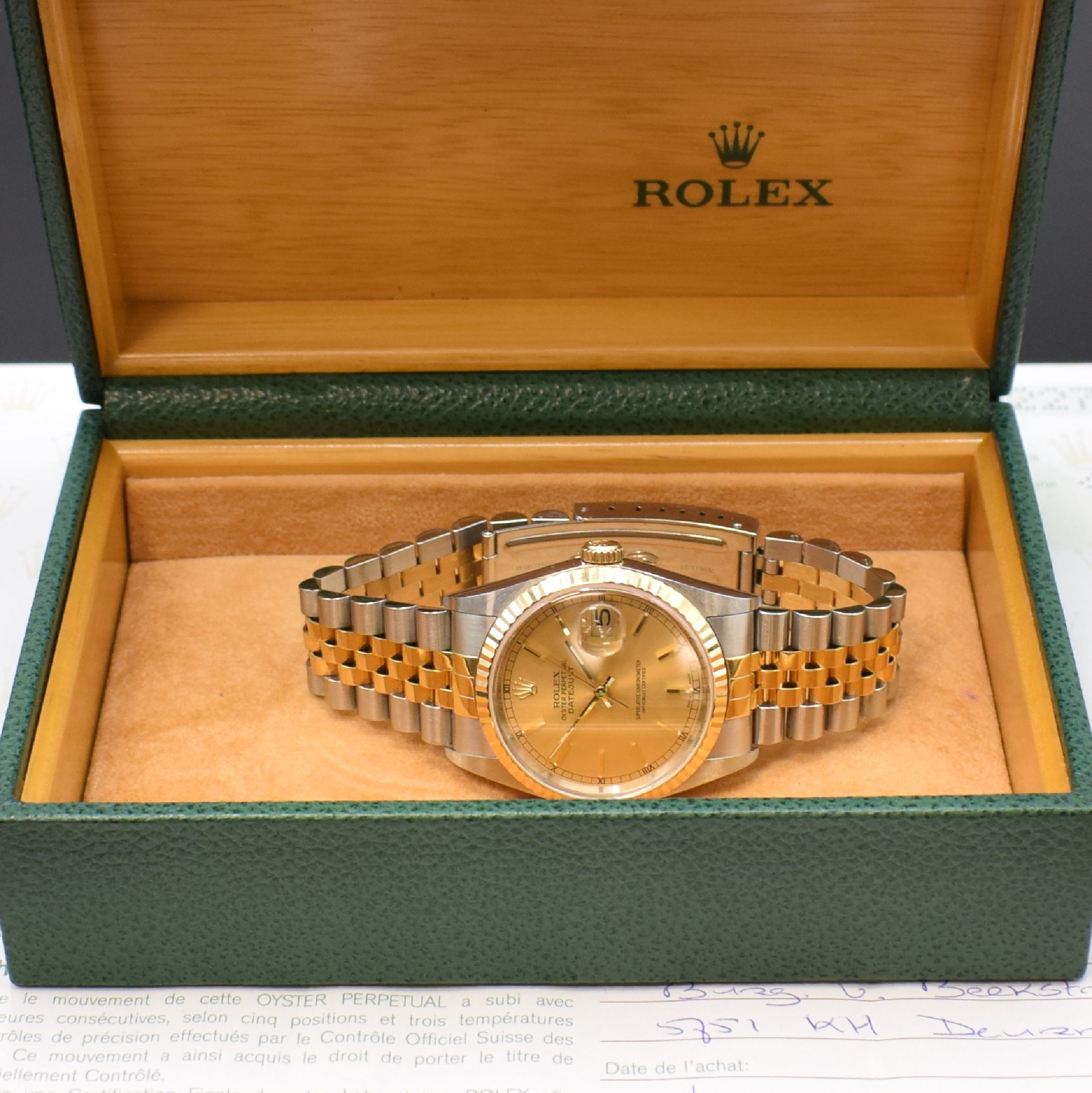 Detail f: ROLEX Oyster Perpetual Datejust gut erhaltene Herrenarmbanduhr Referenz 16233 mit original Zertifikat, Schweiz verk. 01/2007, Automatik, Chronometer ...