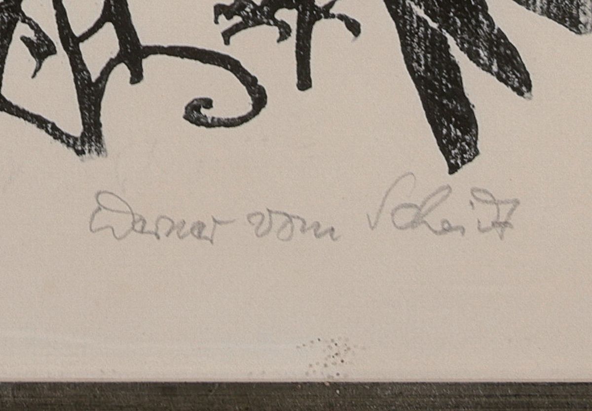 Detail a: Werner vom Scheidt, 1894 Großblittersdorf-1984 Bad Bergzabern, Holzschnitt, "Komposition Landau-Pfalz" so bez., Ed. 47/50, signiert, ...