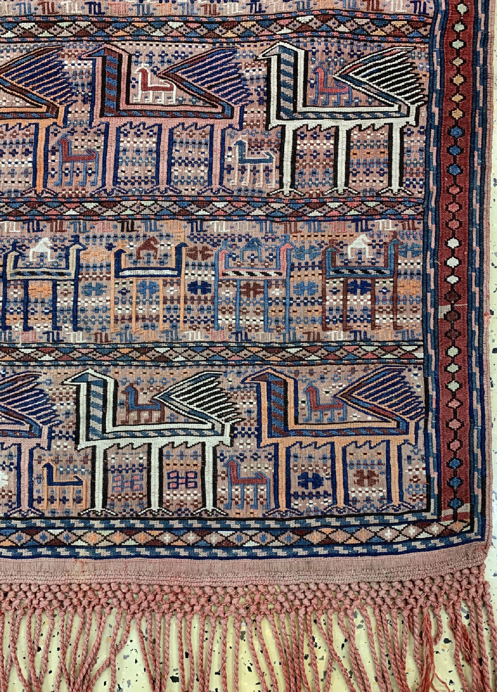 Detail a: Shahsawan Pferdedecke antik, Persien, um 1910/1920, Wolle auf Wolle, ca. 180 x 140 cm, verblasst, EHZ: 1-2