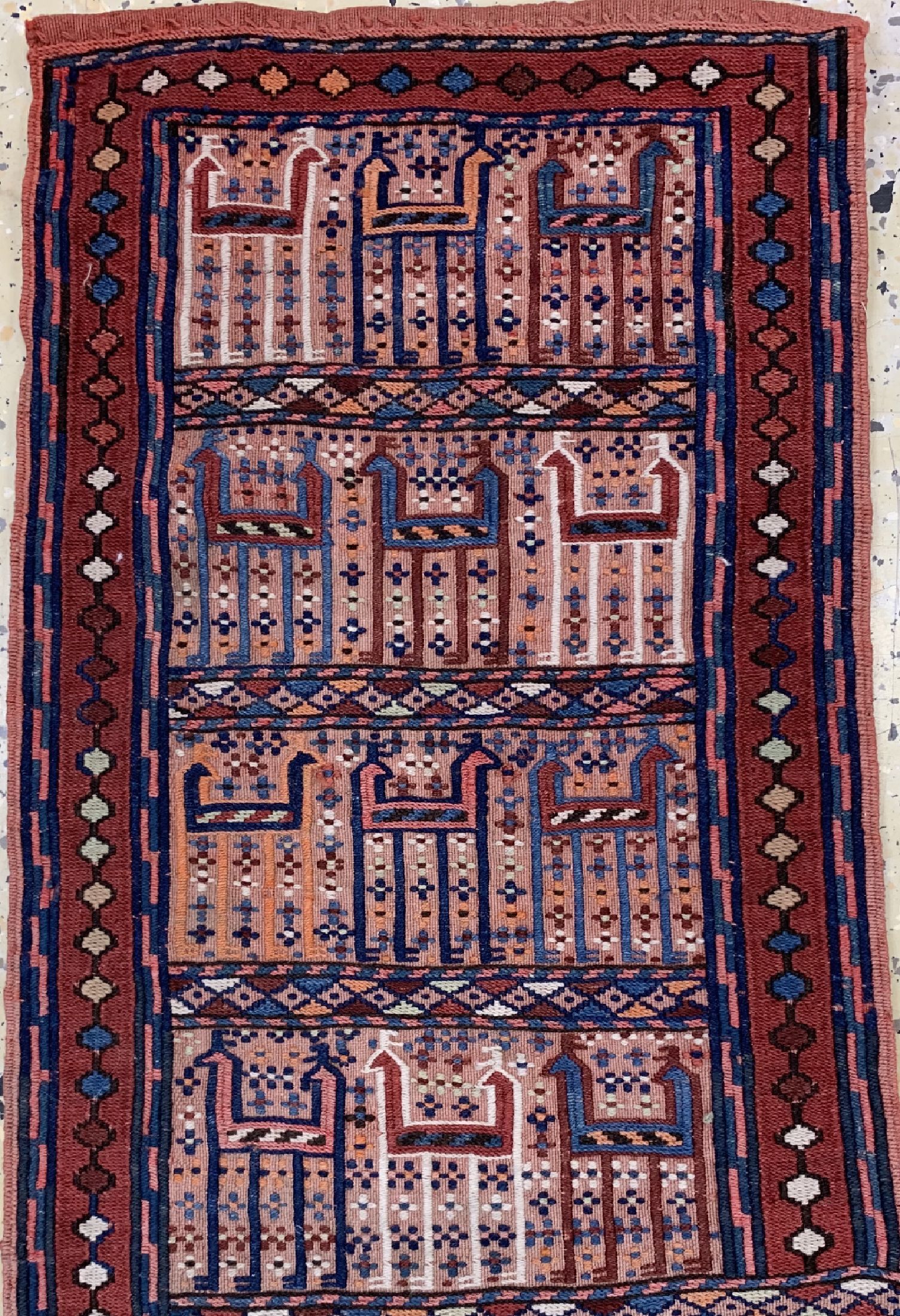 Detail c: Shahsawan Pferdedecke antik, Persien, um 1910/1920, Wolle auf Wolle, ca. 180 x 140 cm, verblasst, EHZ: 1-2