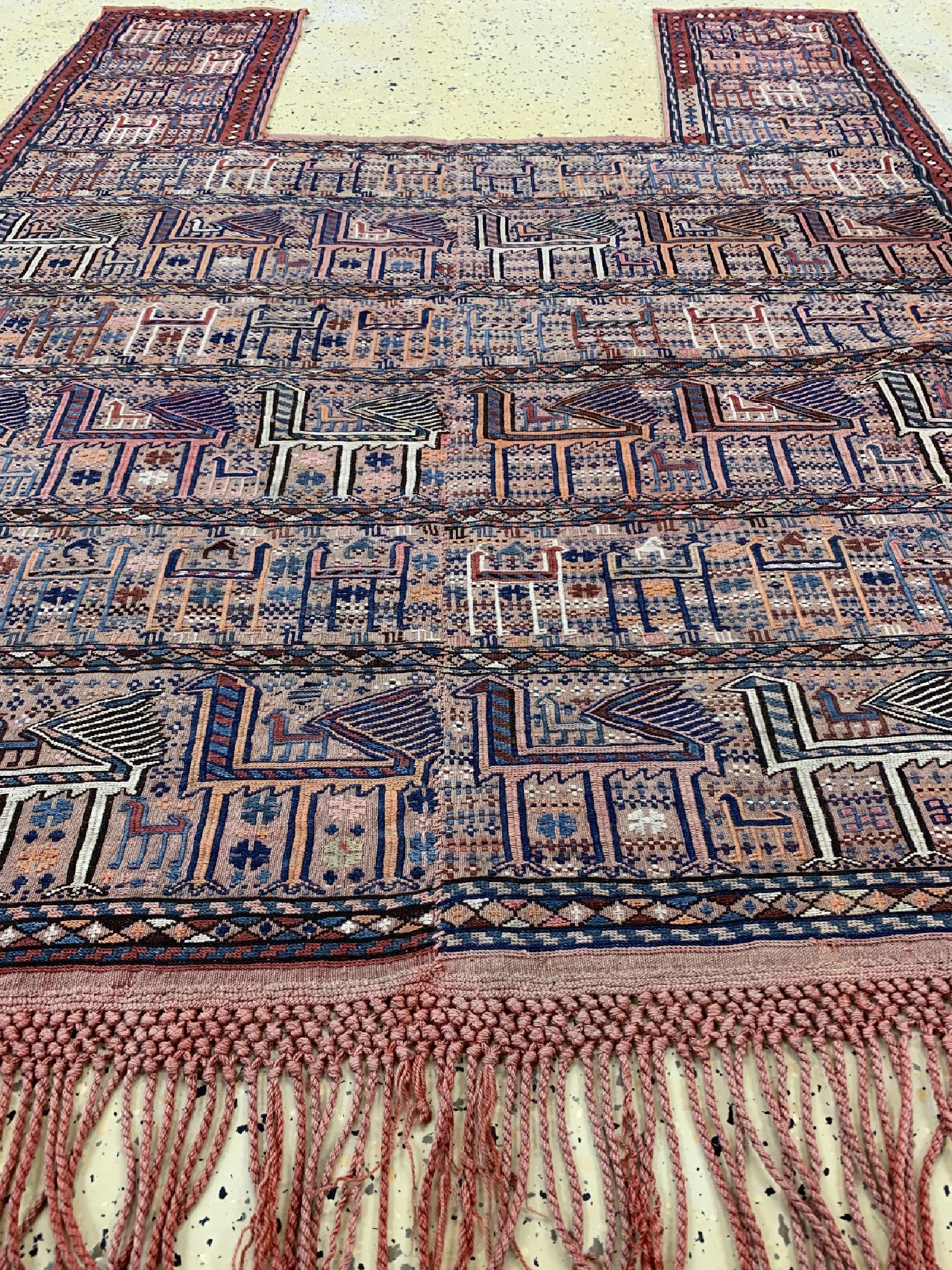 Detail d: Shahsawan Pferdedecke antik, Persien, um 1910/1920, Wolle auf Wolle, ca. 180 x 140 cm, verblasst, EHZ: 1-2