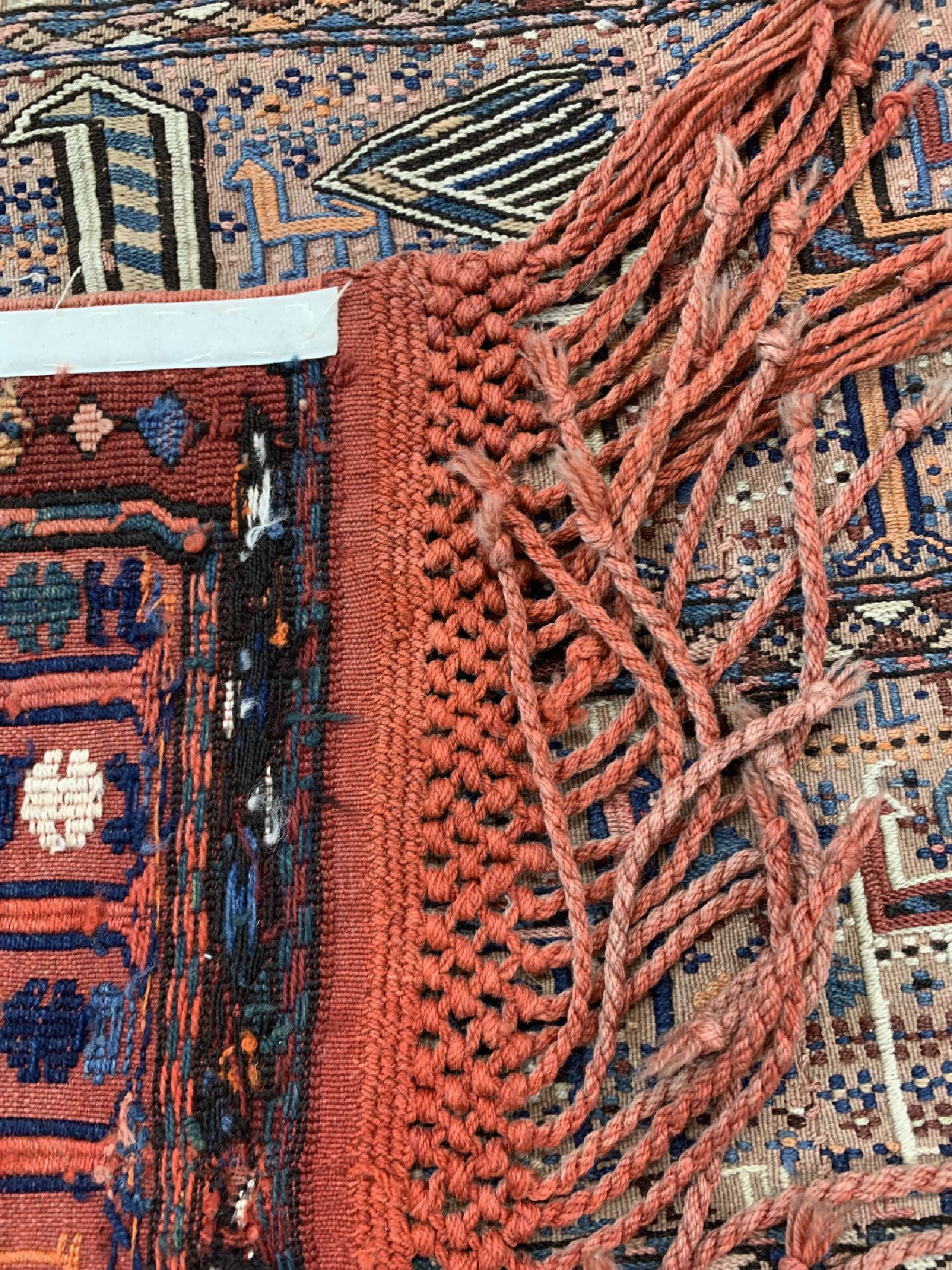 Detail e: Shahsawan Pferdedecke antik, Persien, um 1910/1920, Wolle auf Wolle, ca. 180 x 140 cm, verblasst, EHZ: 1-2