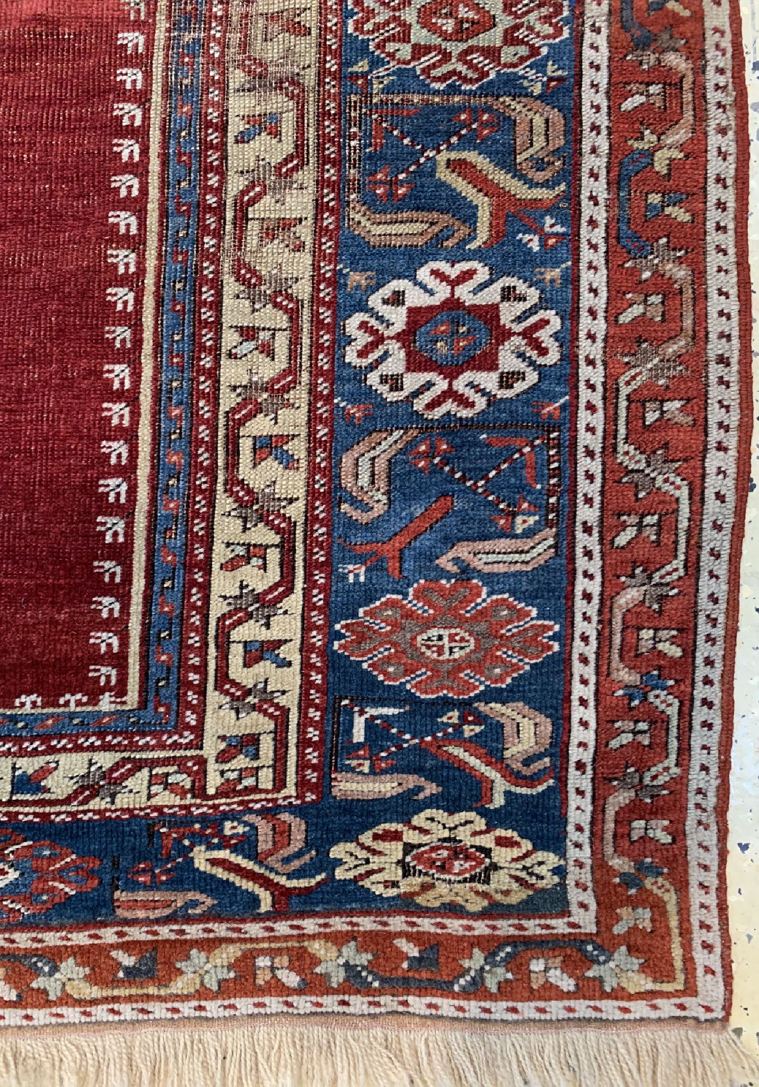 Detail a: Ladik"Gebetsteppich" antik, Türkei, 19.Jhd,Wolle auf Wolle, ca. 180 x 114 cm, EHZ: 3, (Alte restaurierungen)