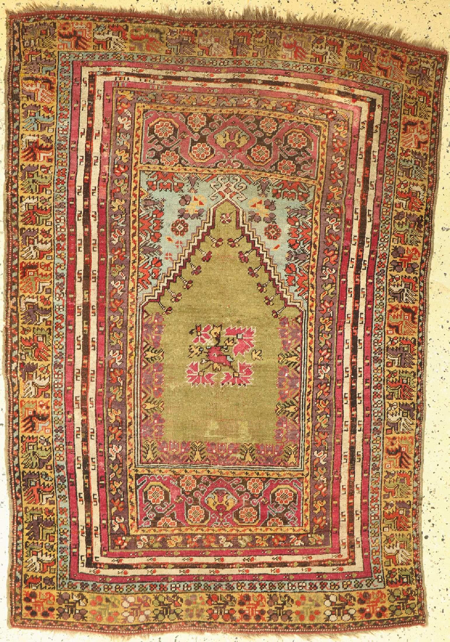 Kirsehir"Gebetsteppich", Türkei, 19.Jhd, Wolle auf Wolle, ca. 180 x 125 cm, EHZ: 3, (Alte Restaurierungen)