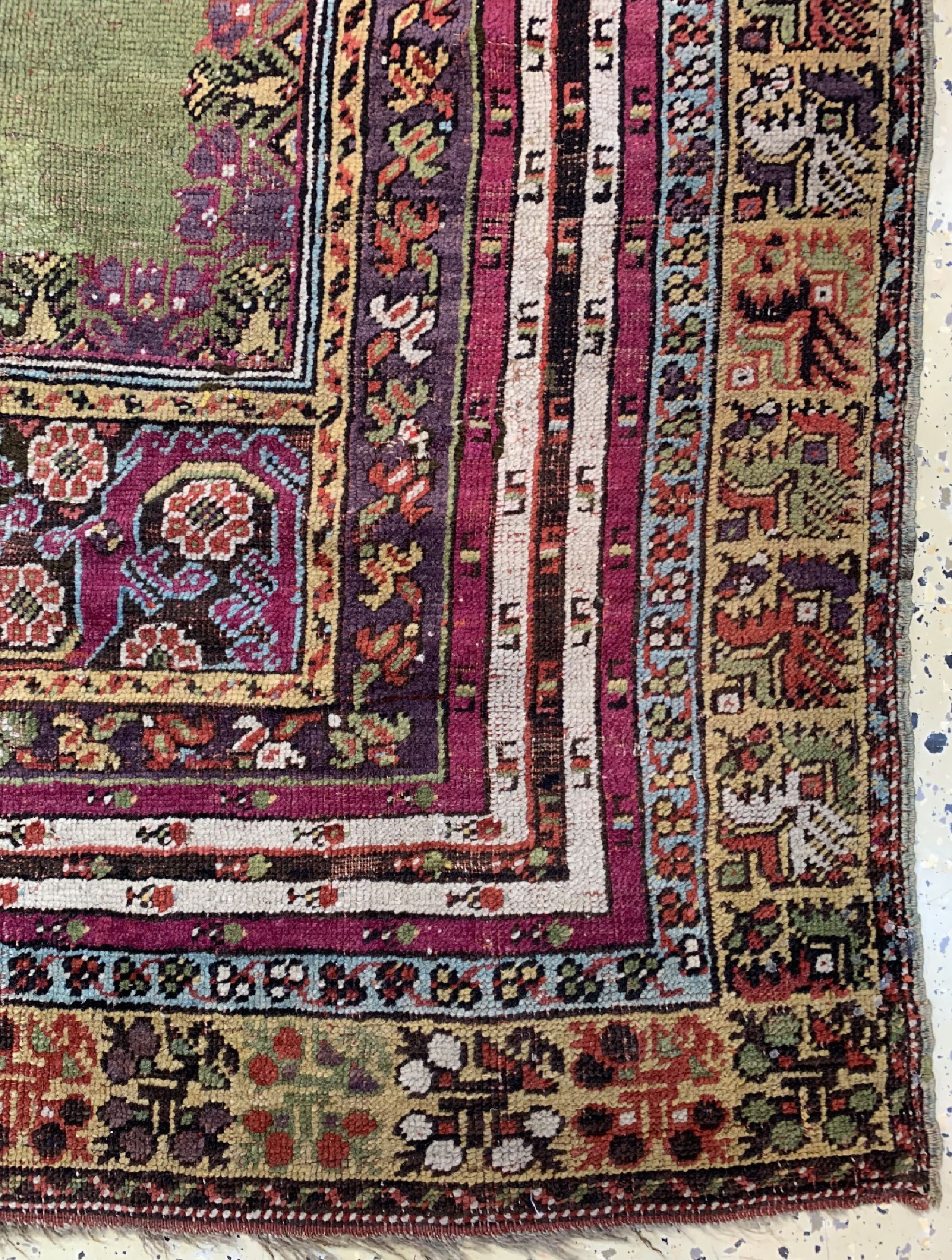 Detail a: Kirsehir"Gebetsteppich", Türkei, 19.Jhd, Wolle auf Wolle, ca. 180 x 125 cm, EHZ: 3, (Alte Restaurierungen)