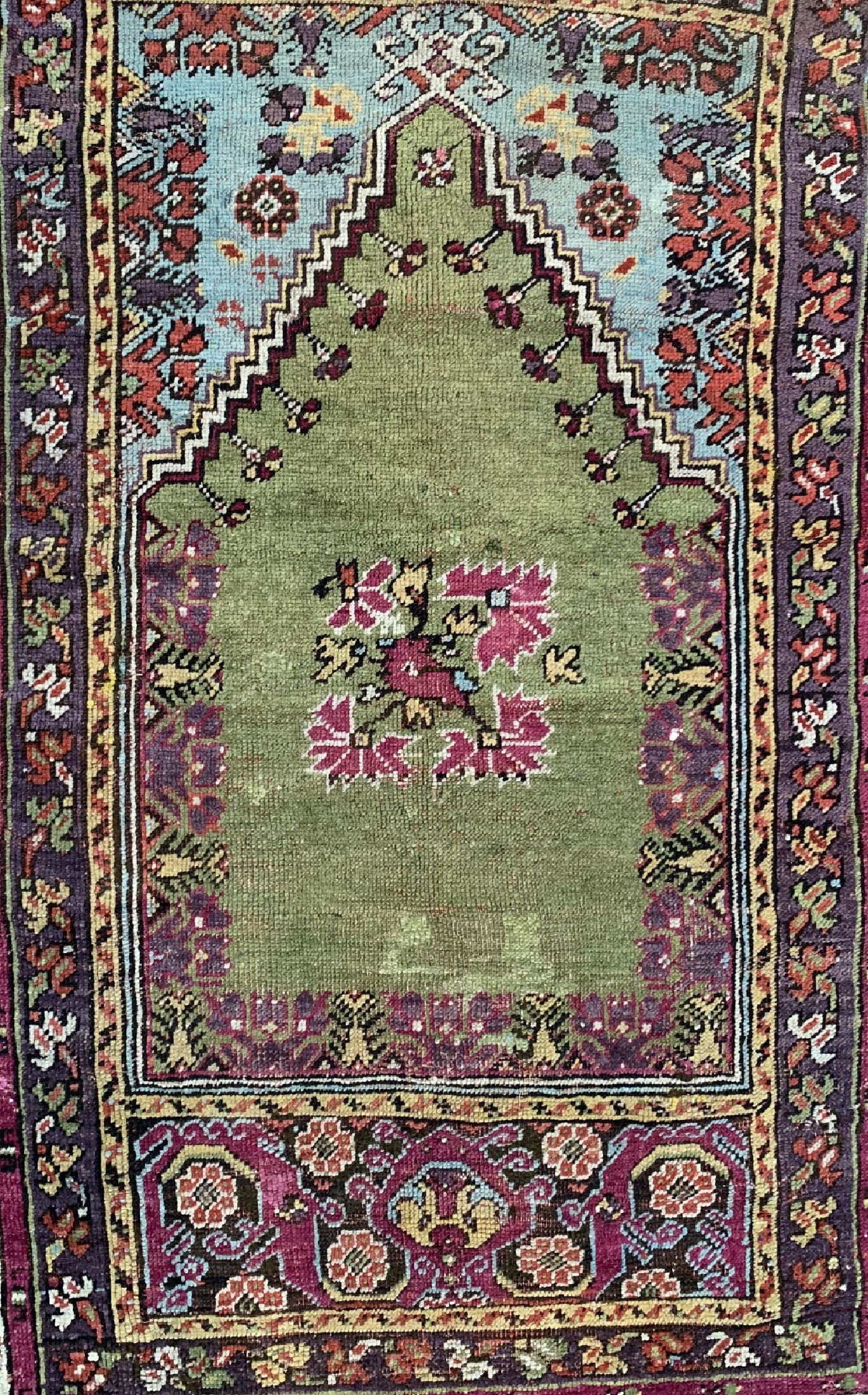 Detail b: Kirsehir"Gebetsteppich", Türkei, 19.Jhd, Wolle auf Wolle, ca. 180 x 125 cm, EHZ: 3, (Alte Restaurierungen)