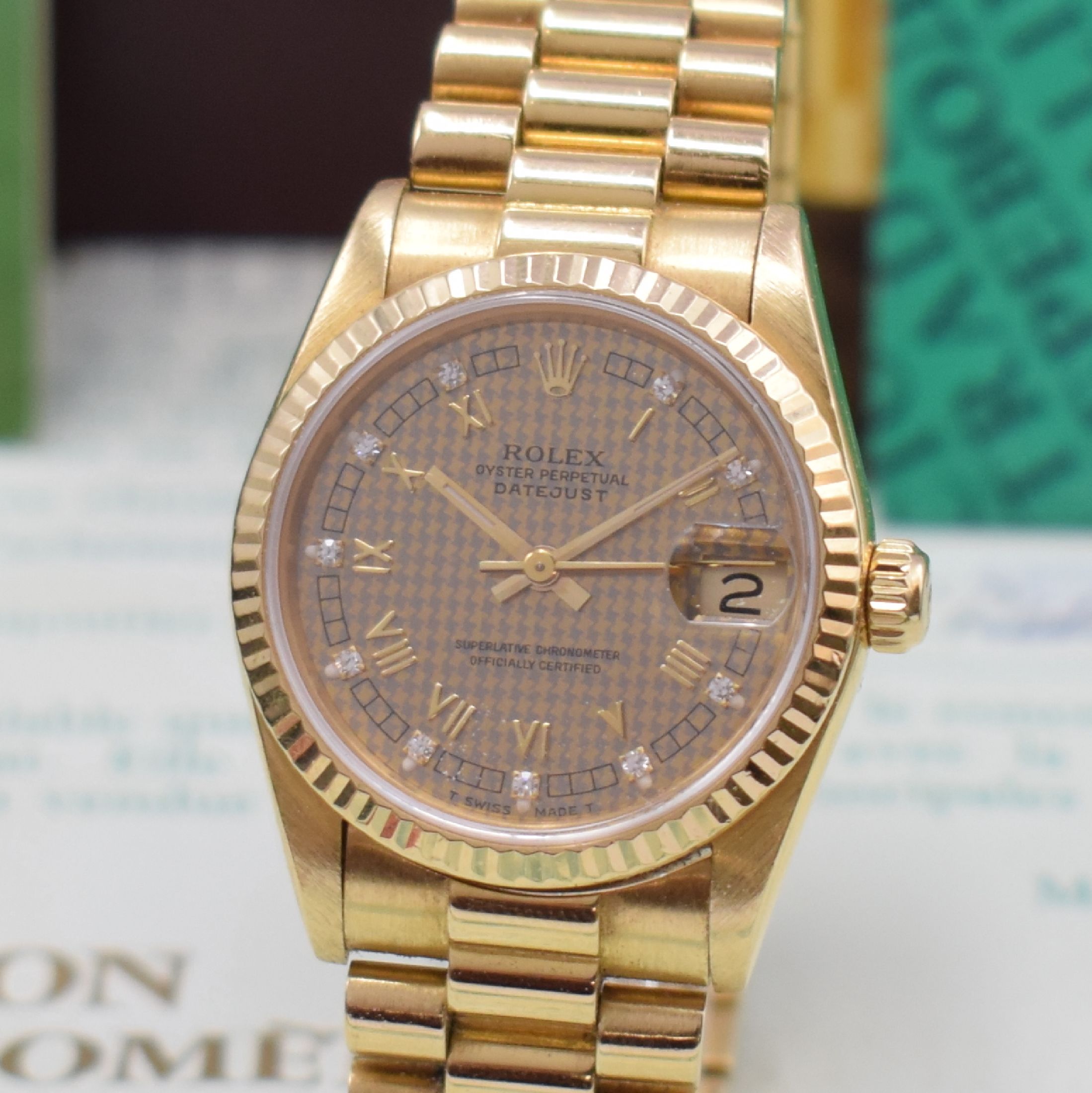 Detail a: ROLEX Oyster Perpetual Datejust Referenz 68278 Armbanduhr in GG 750/000, Schweiz verk. lt. beil. Pap. 11/1990, Automatik, verschr. Oystergeh. mit ...