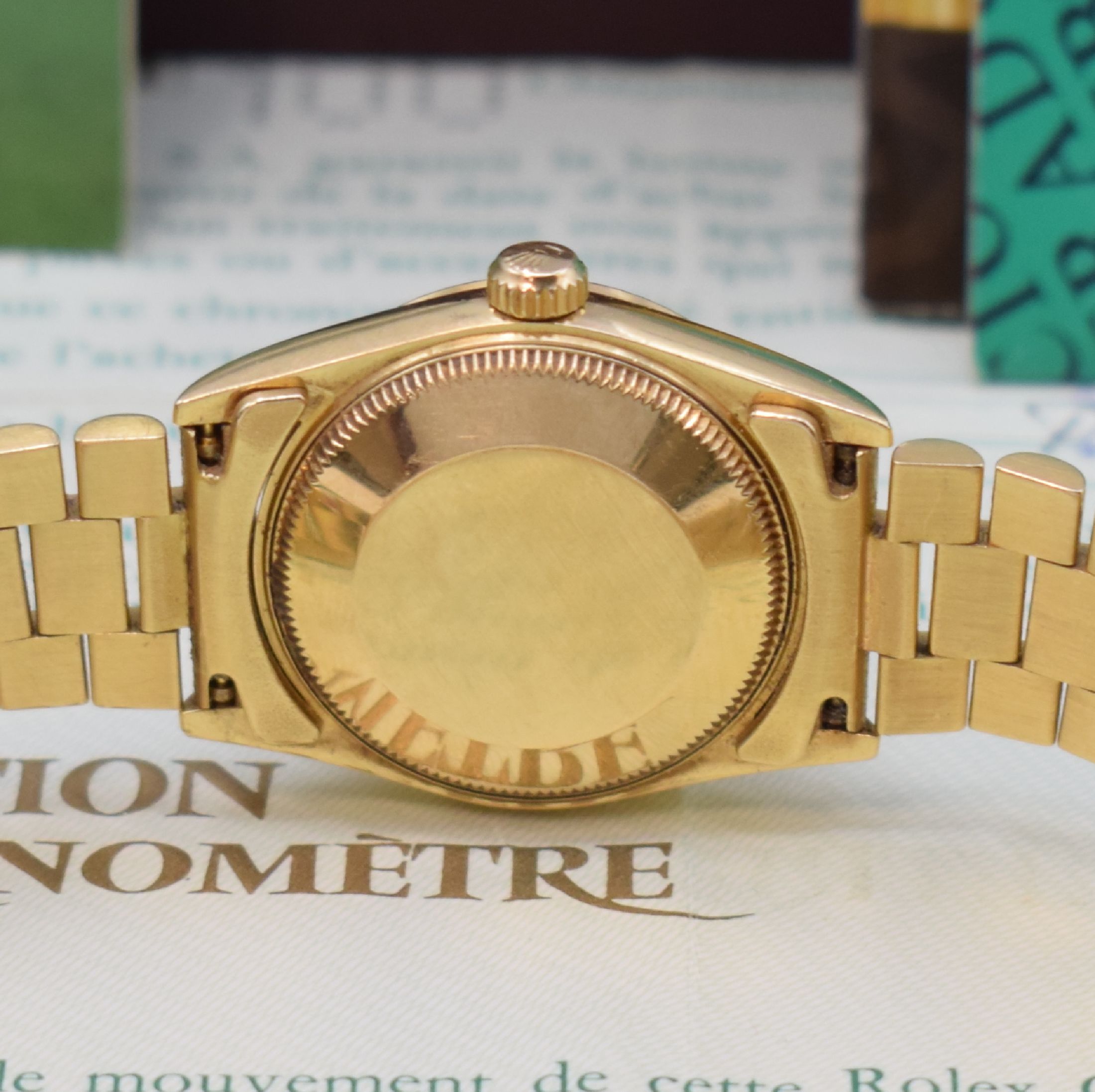 Detail e: ROLEX Oyster Perpetual Datejust Referenz 68278 Armbanduhr in GG 750/000, Schweiz verk. lt. beil. Pap. 11/1990, Automatik, verschr. Oystergeh. mit ...